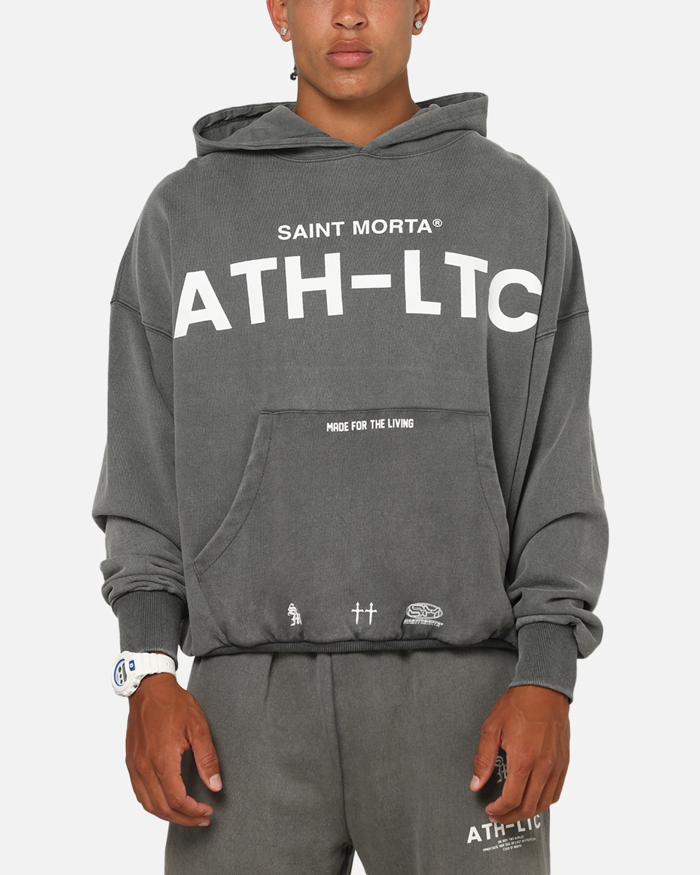 Saint Morta Athltc Hoodie Washed Charcoal