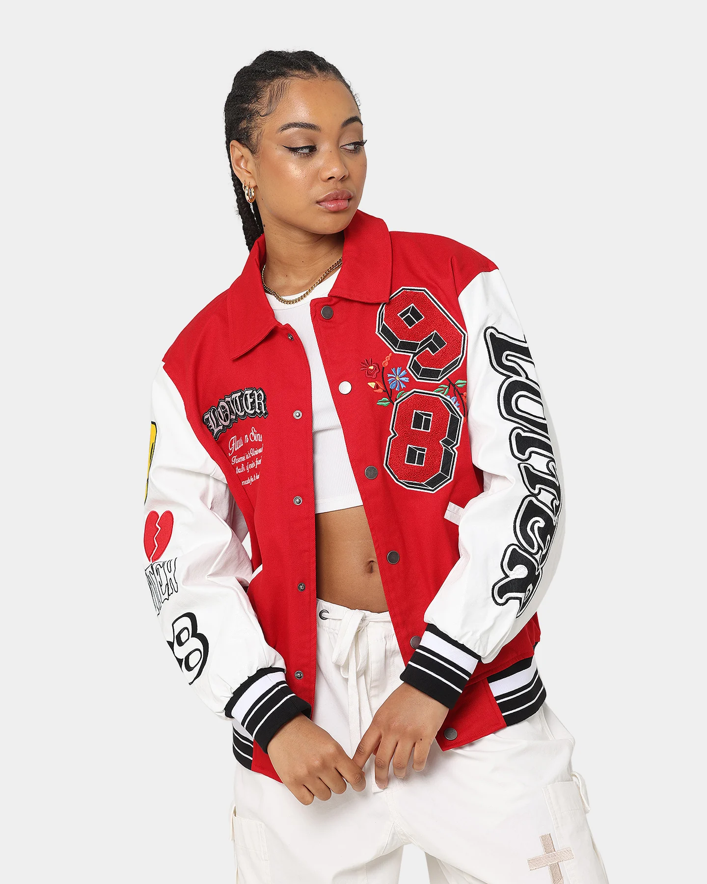 Loiter Flaws Varsity Jacket Red/Off White