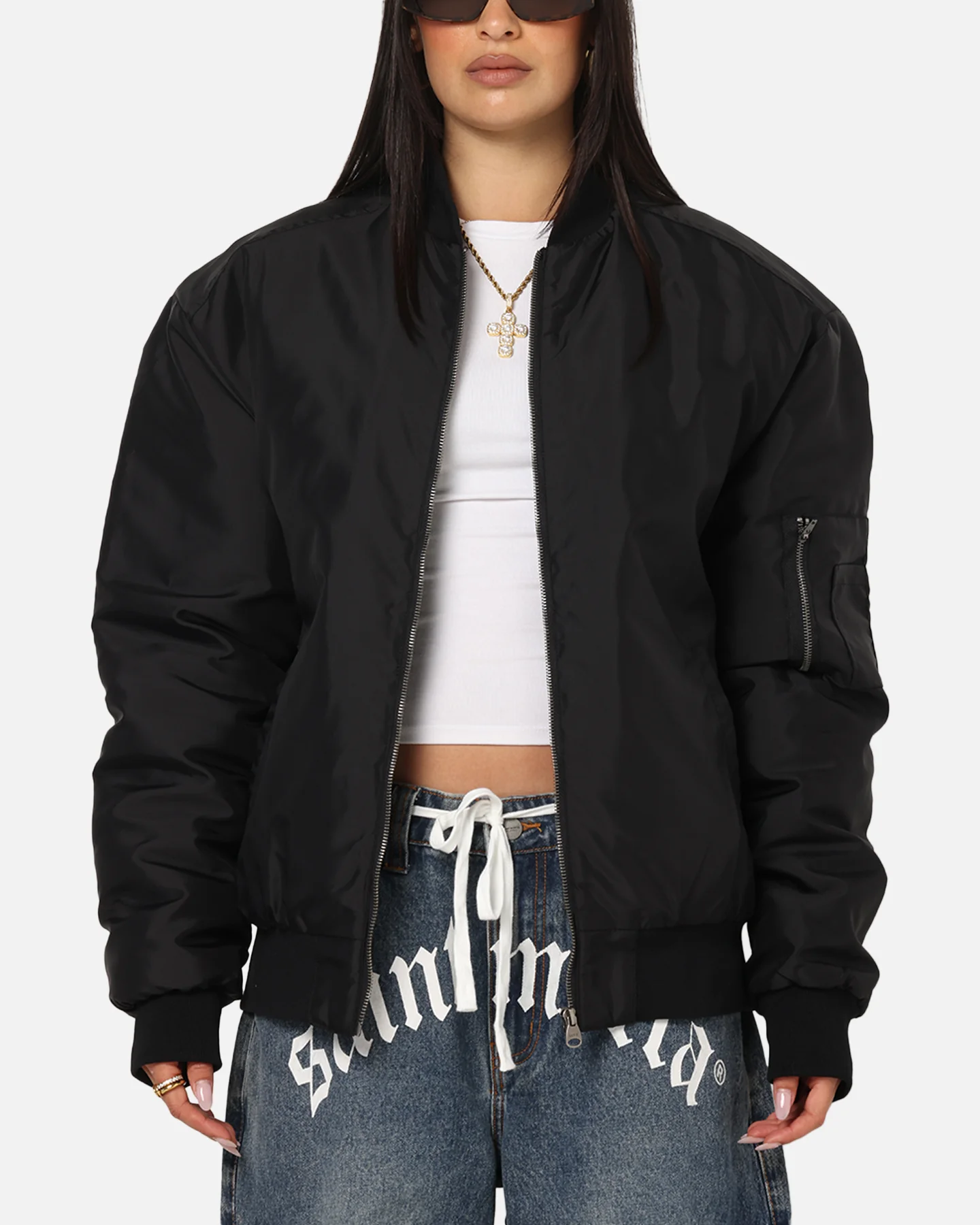 Saint Morta Gothic Noir Bomber Jacket Black