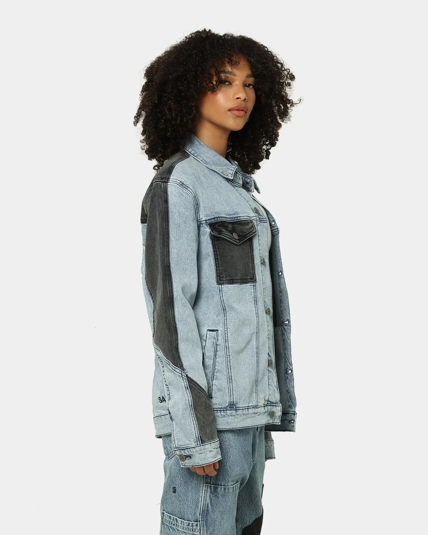Saint Morta Patchwork Denim Jacket Light Blue/Black