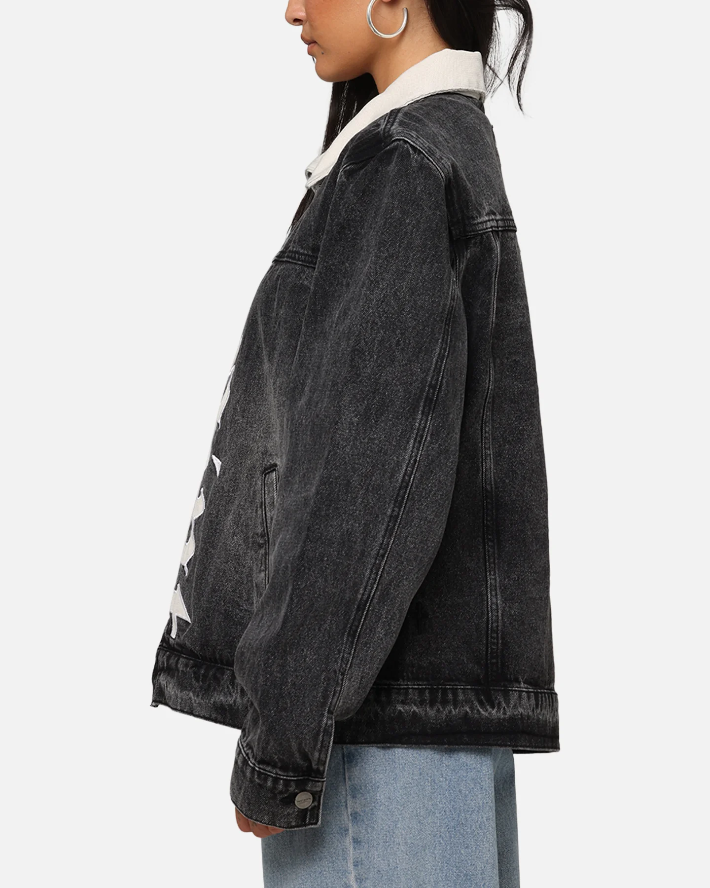 Saint Morta Gothic Distressed Denim Jacket Black Shadow