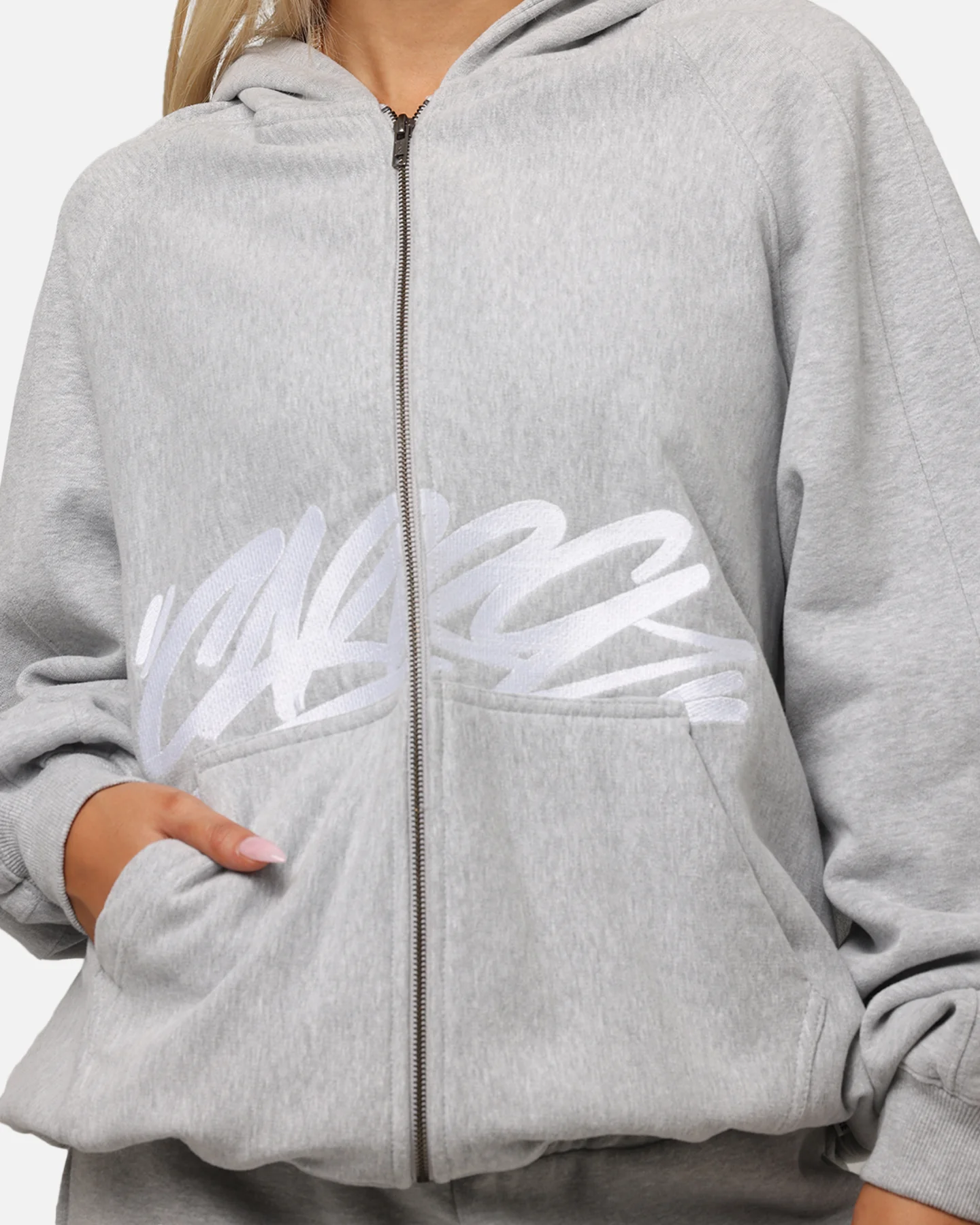 Carre Grit Zip Hoodie Grey Marle
