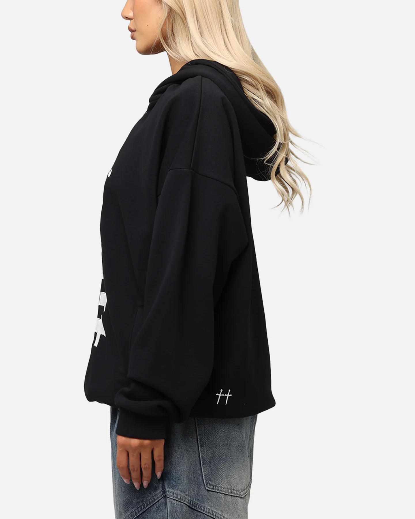 Saint Morta Gothic Distressed Zip Hoodie Black