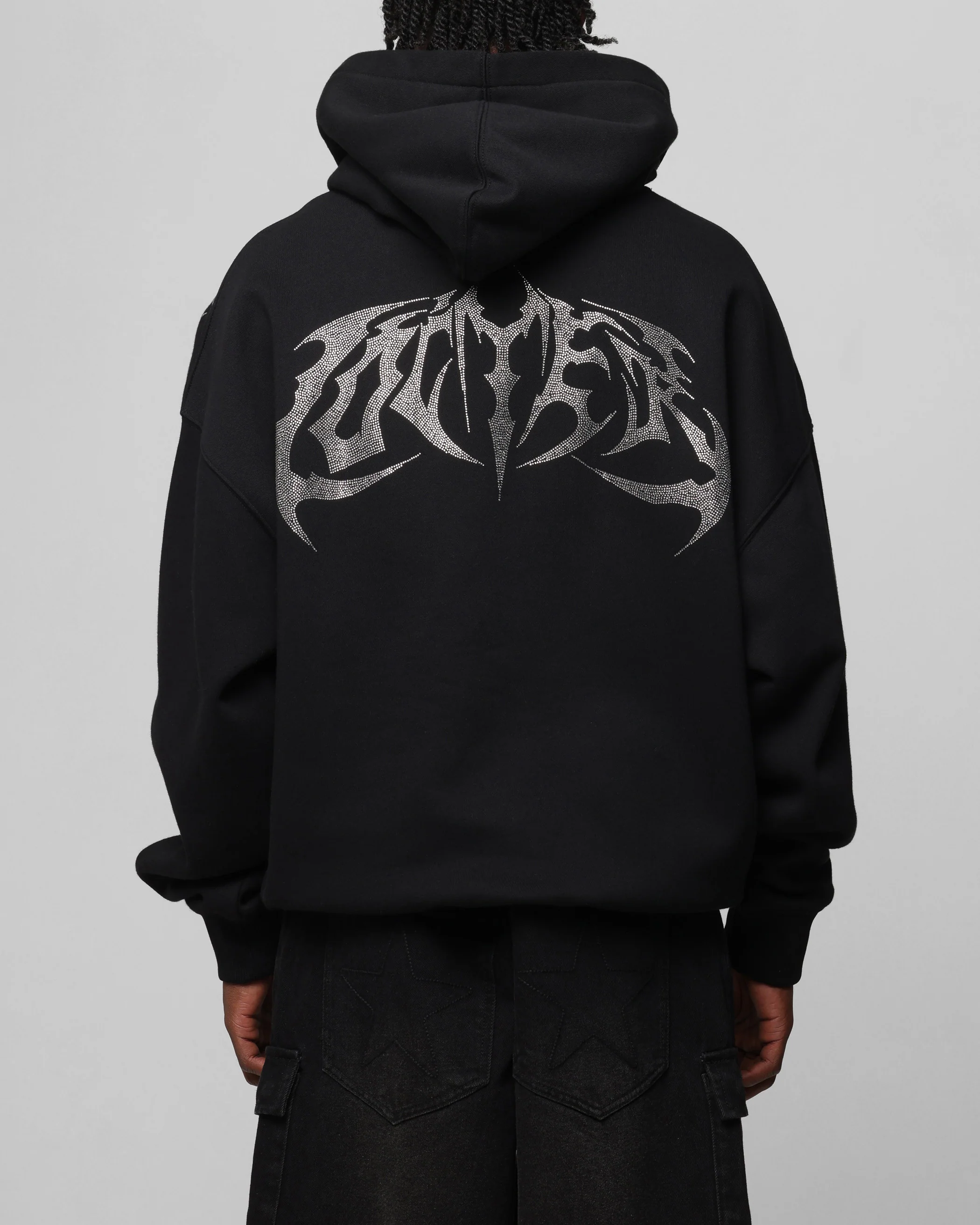 Loiter Metal Rhinestone Hoodie Black