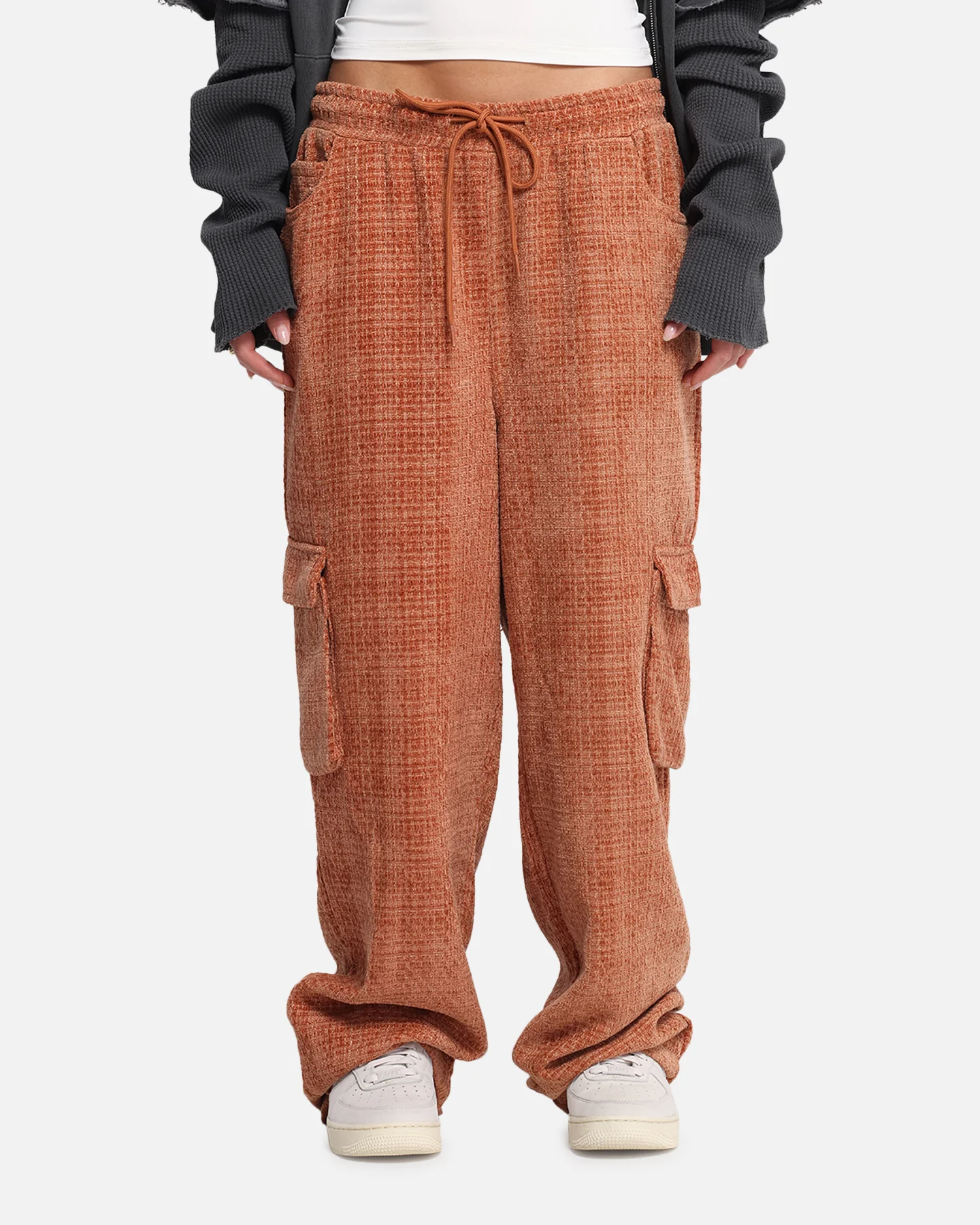 XXIII Boucle Tweed Cargo Pants Rust