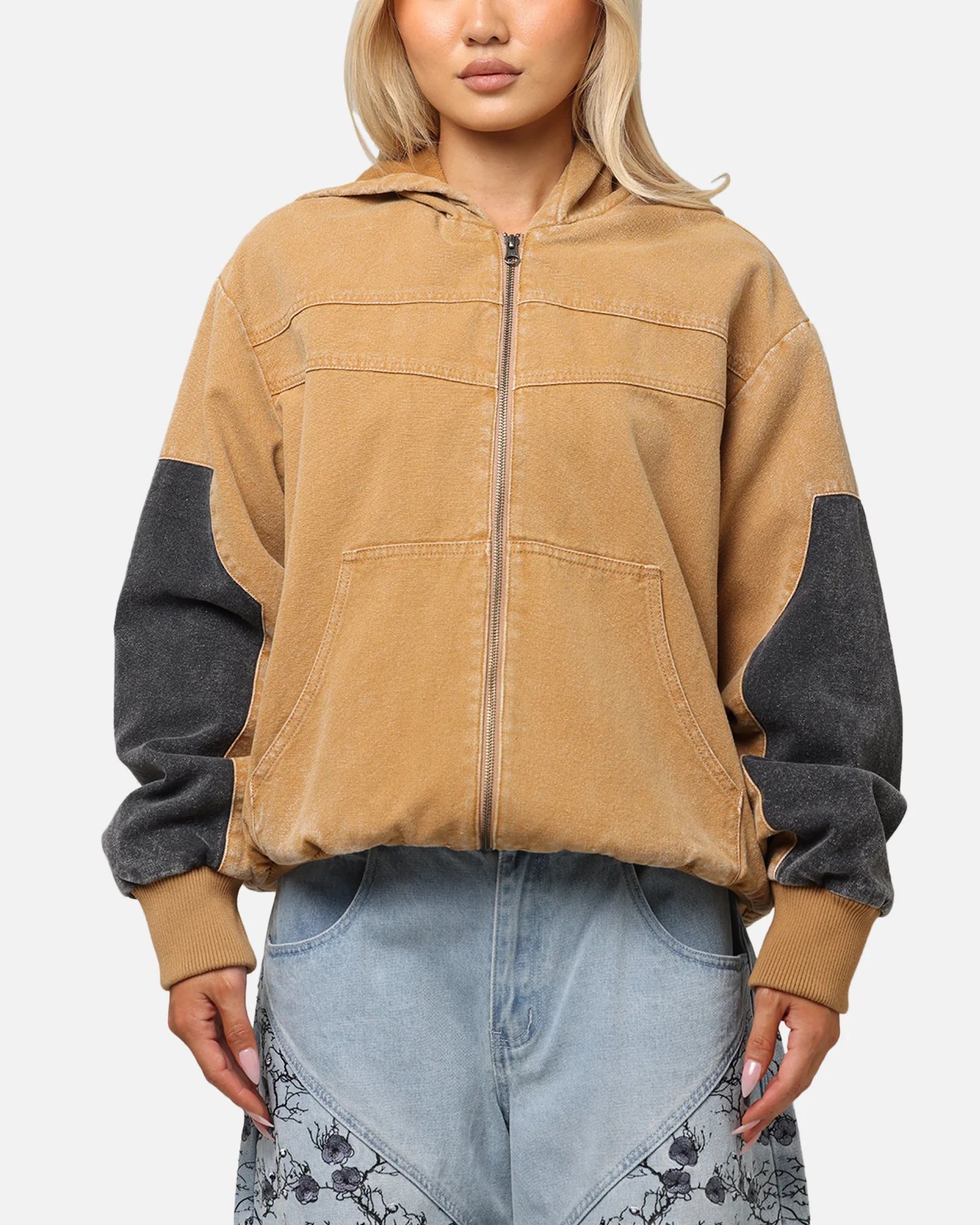 Saint Morta Hooded Workwear Jacket Tan/Black