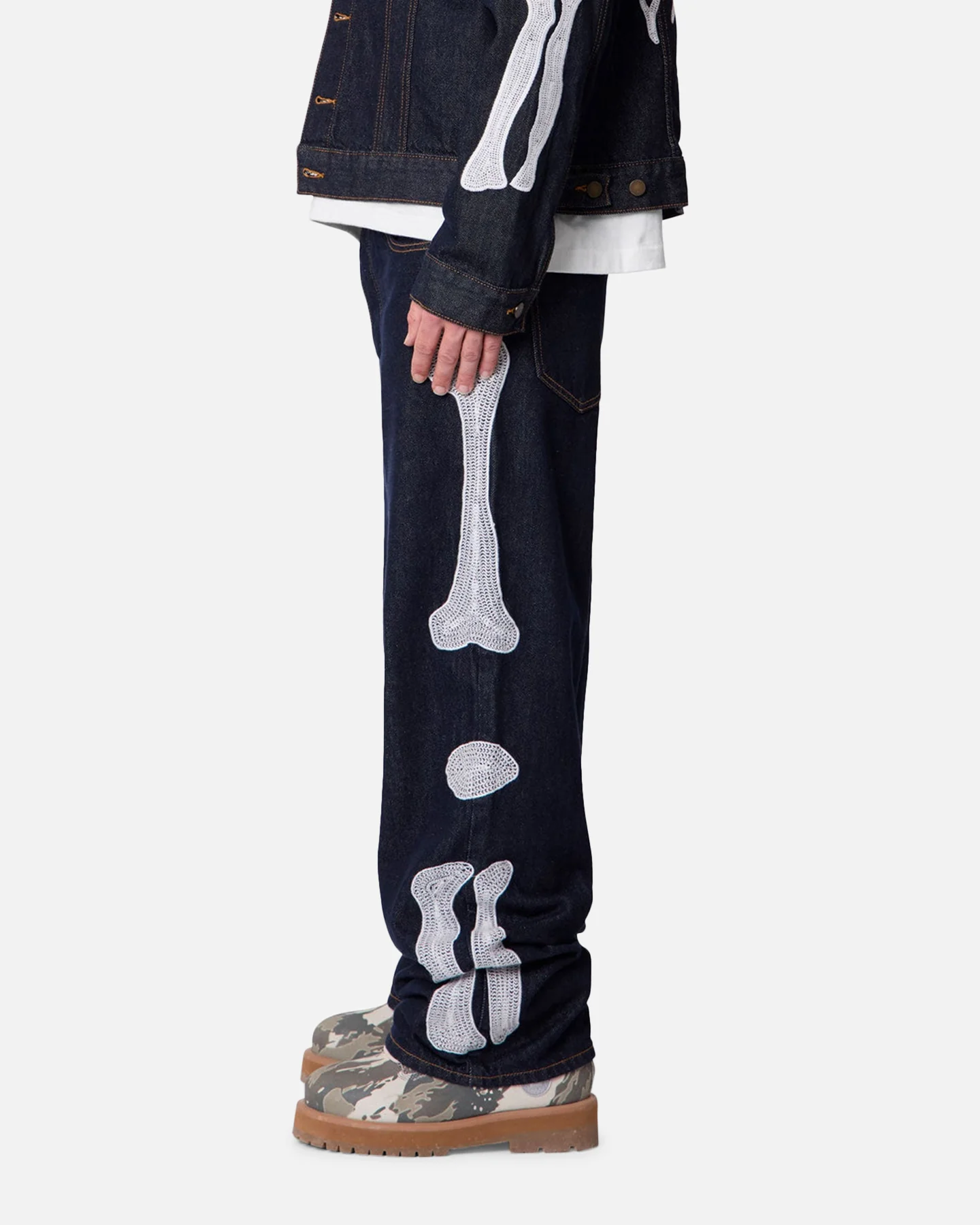 MNML Raw Skeleton Baggy Denim Jeans Rinse Indigo