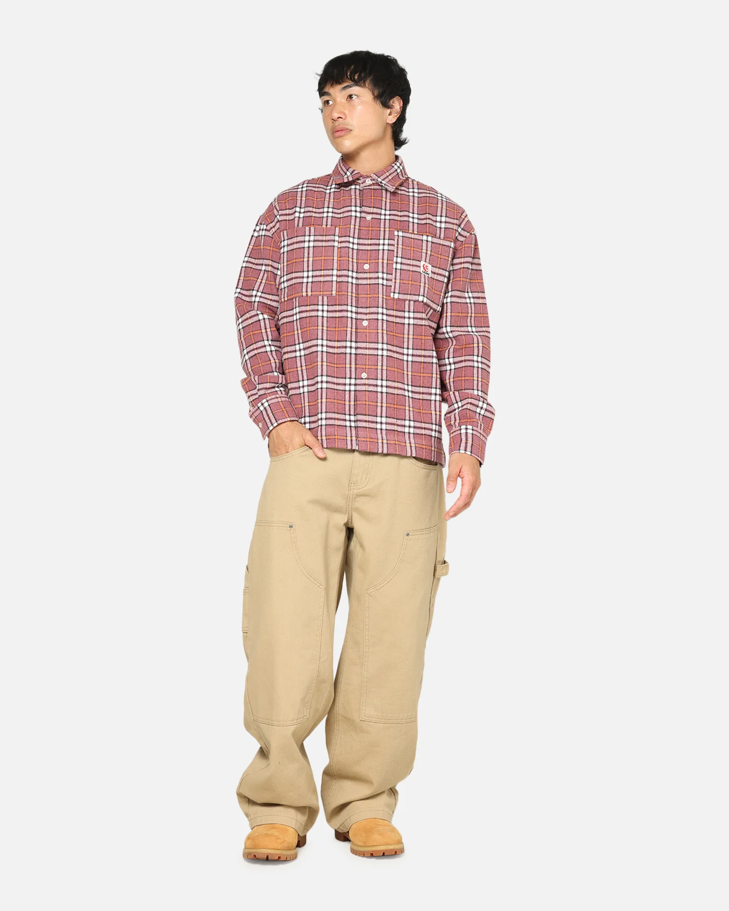 Carre Workwear Long Sleeve Button Up Shirt Pink