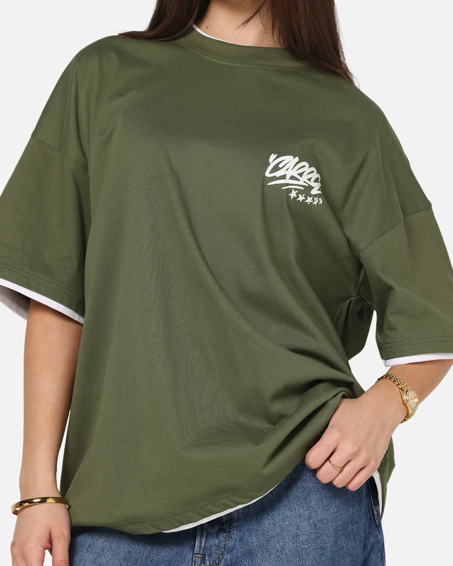 Carre Motion Layered T-Shirt Green/White
