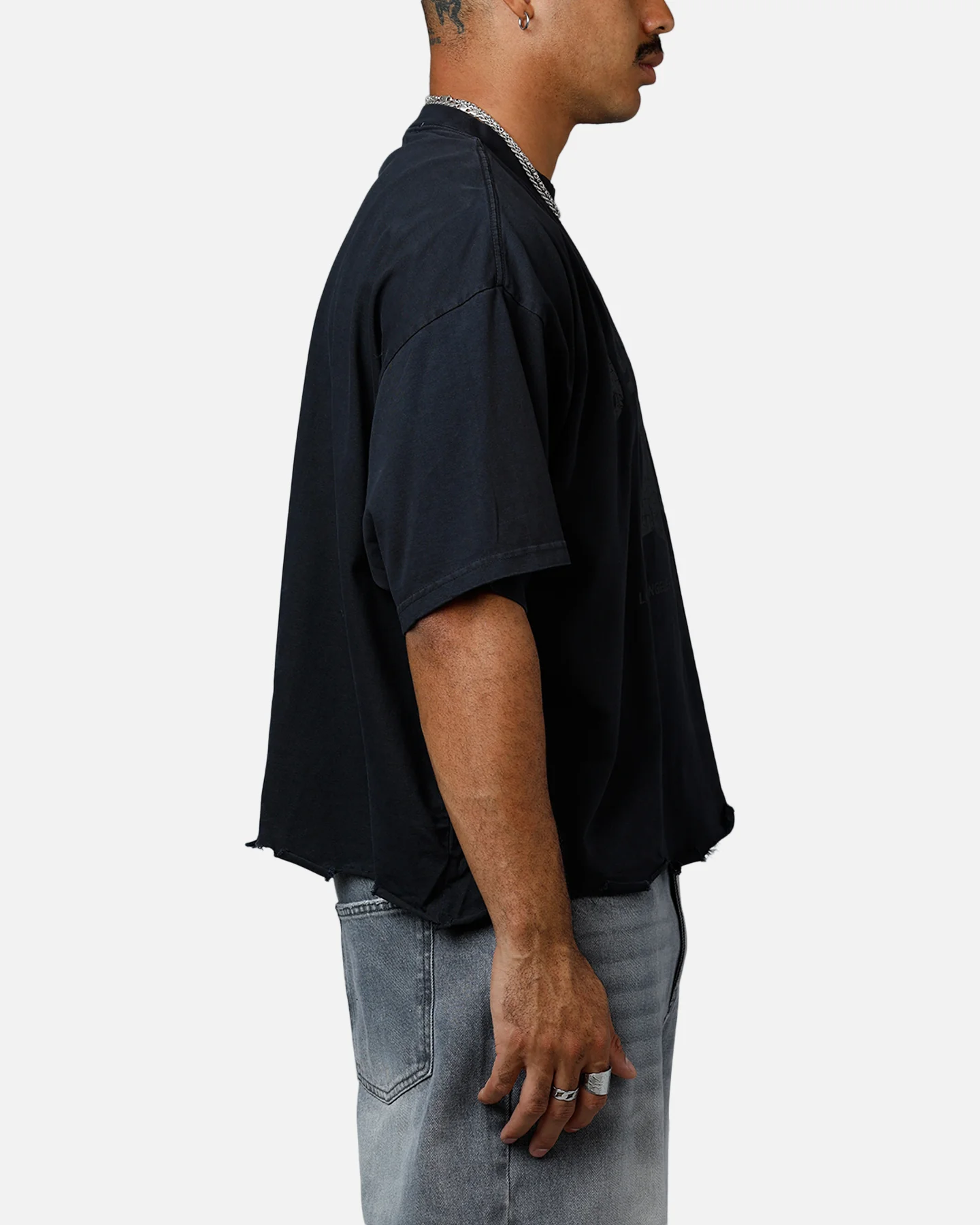 MNML Moth Eaten Cropped T-Shirt Black