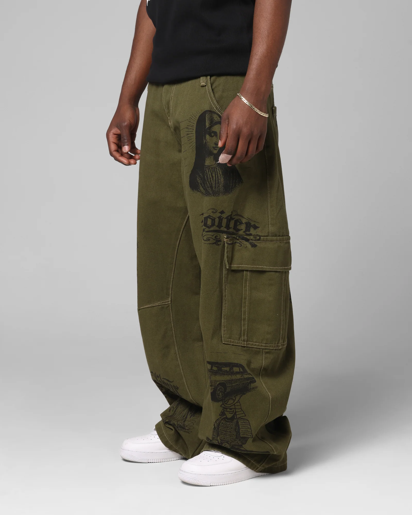 Loiter Layered Holy Fire Cargo Pants Khaki