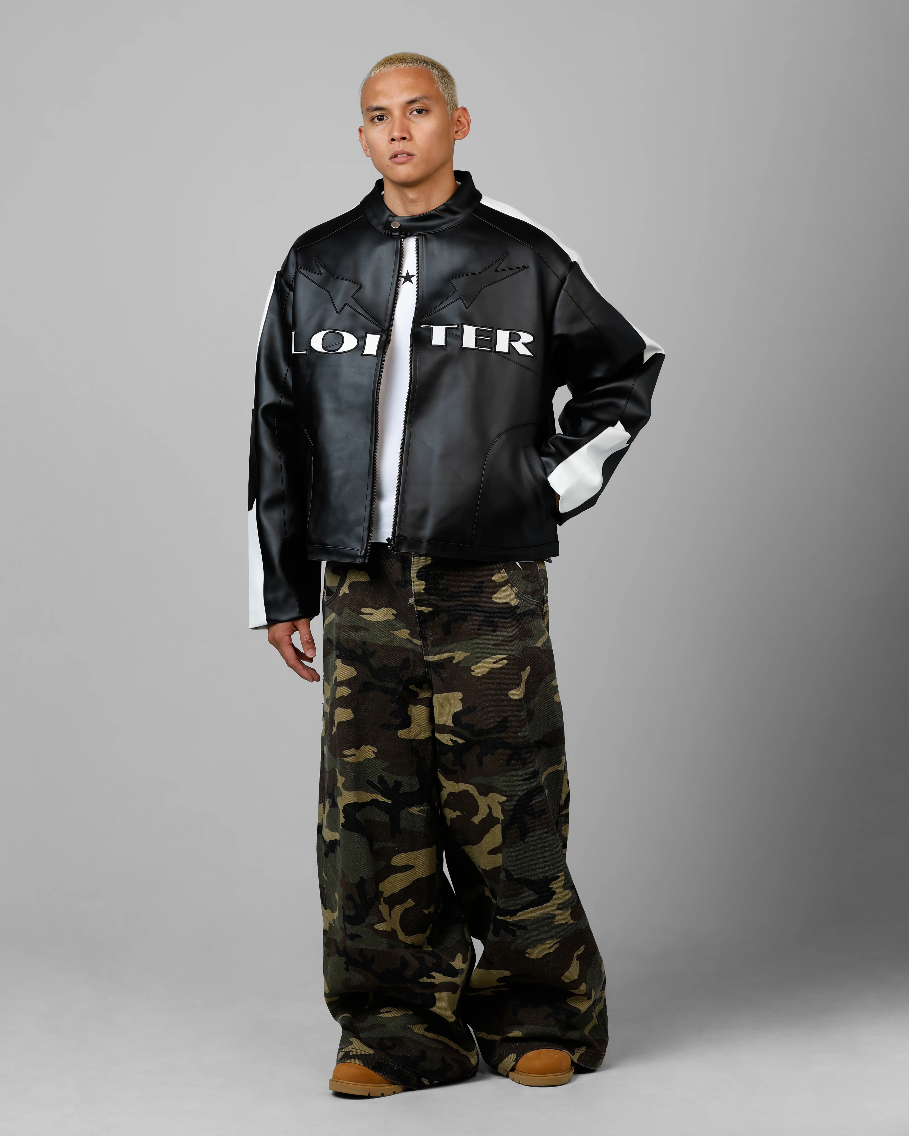 Loiter Engine Vegan Leather Jacket Black