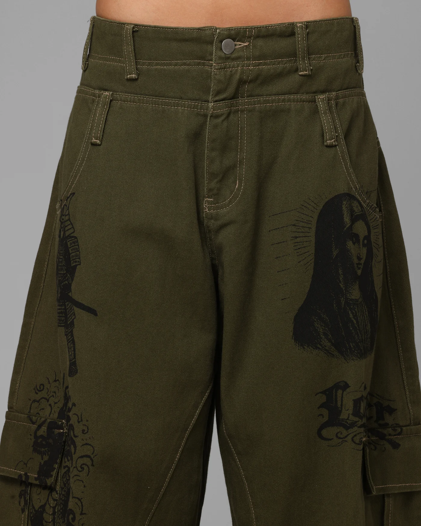 Loiter Layered Holy Fire Cargo Pants Khaki
