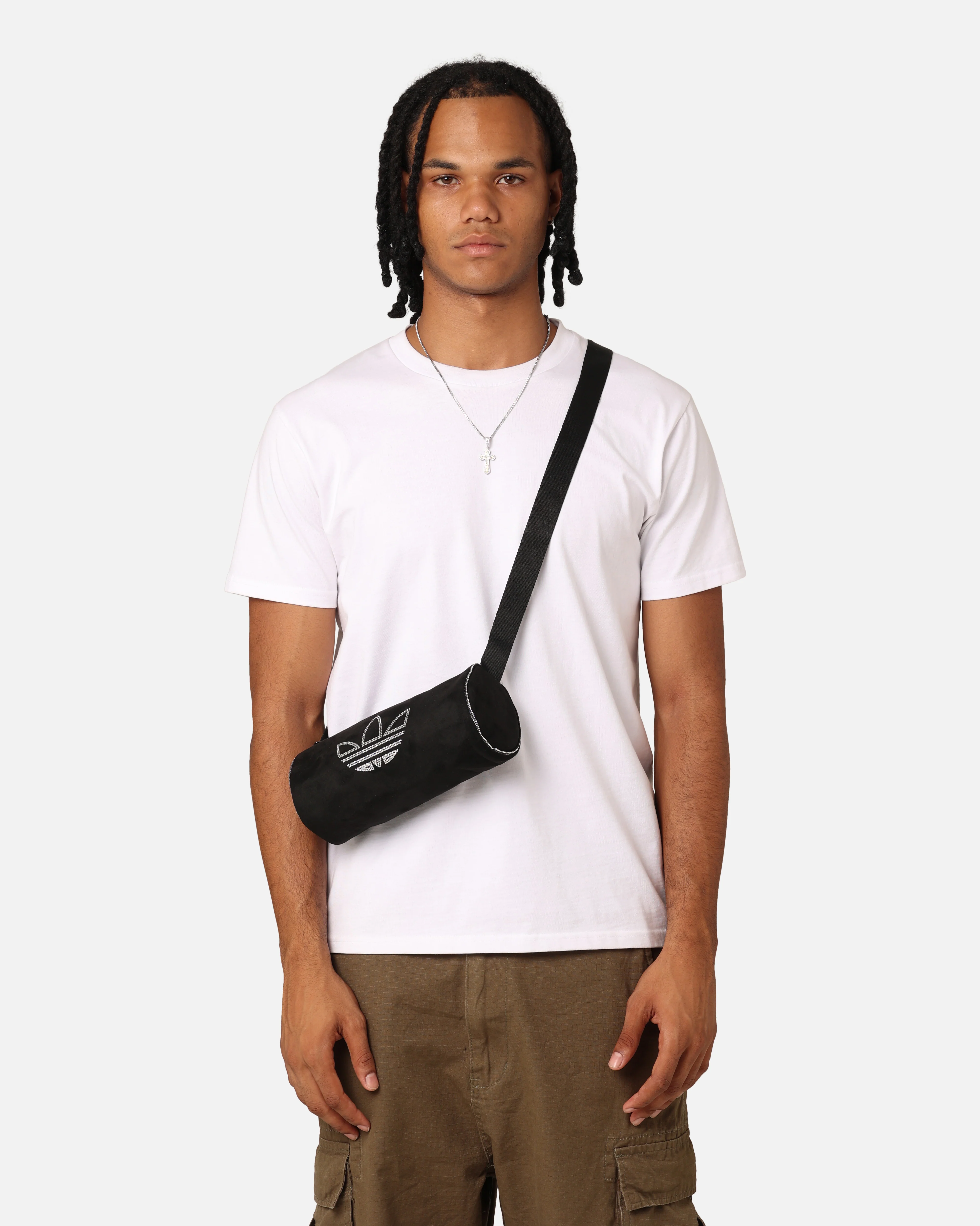 Adidas Rhinestones Fake Suede Mini Duffel Bag Black