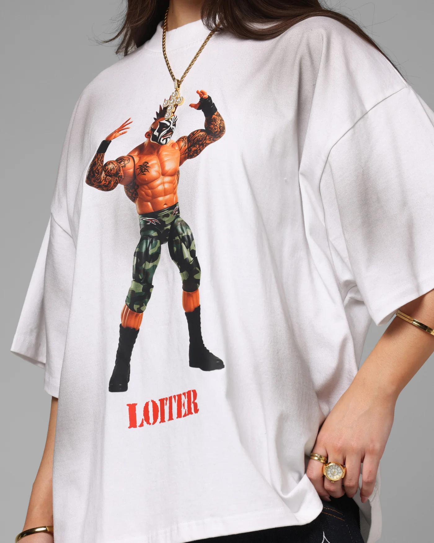 Loiter Premium Action Figure T-Shirt White