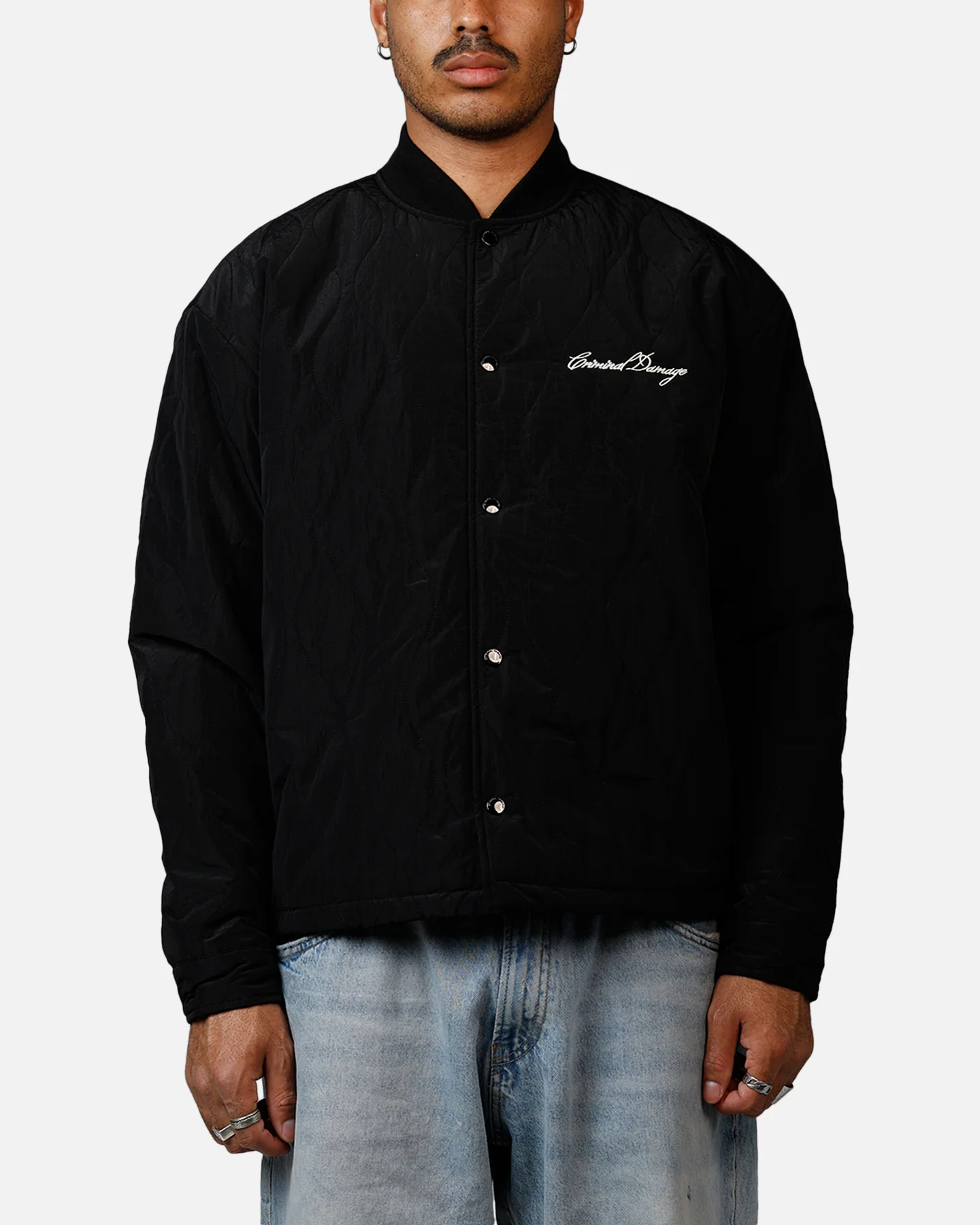 Criminal Damage Quilted Bomber Black
