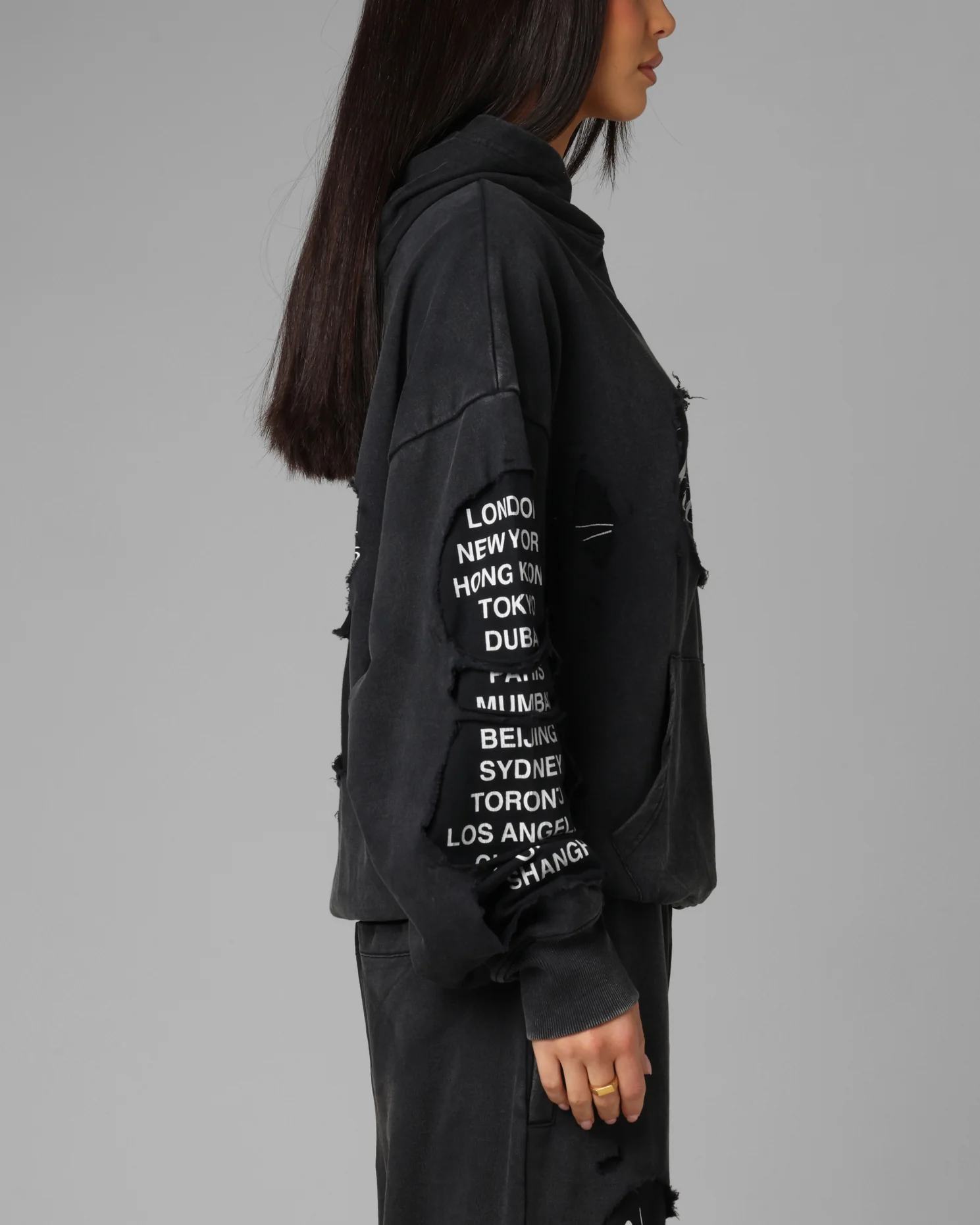 Loiter Destruction Hoodie Black