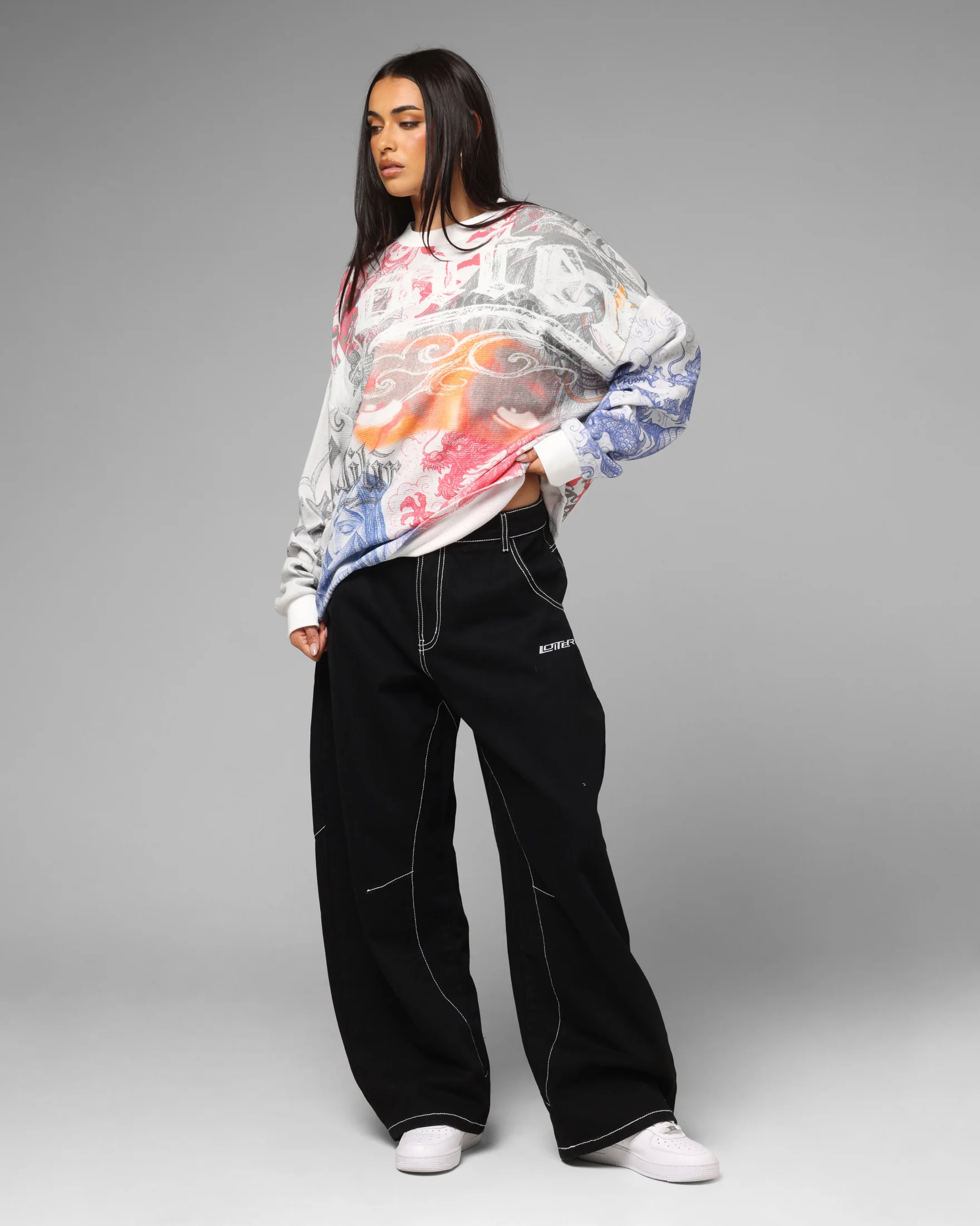 Loiter Sketch Book Long Sleeve T-Shirt White