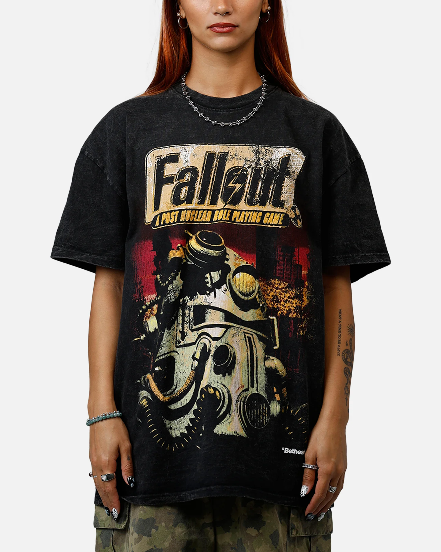 73Studio X Fallout '97 Fallout Vintage T-Shirt Black Acidwash