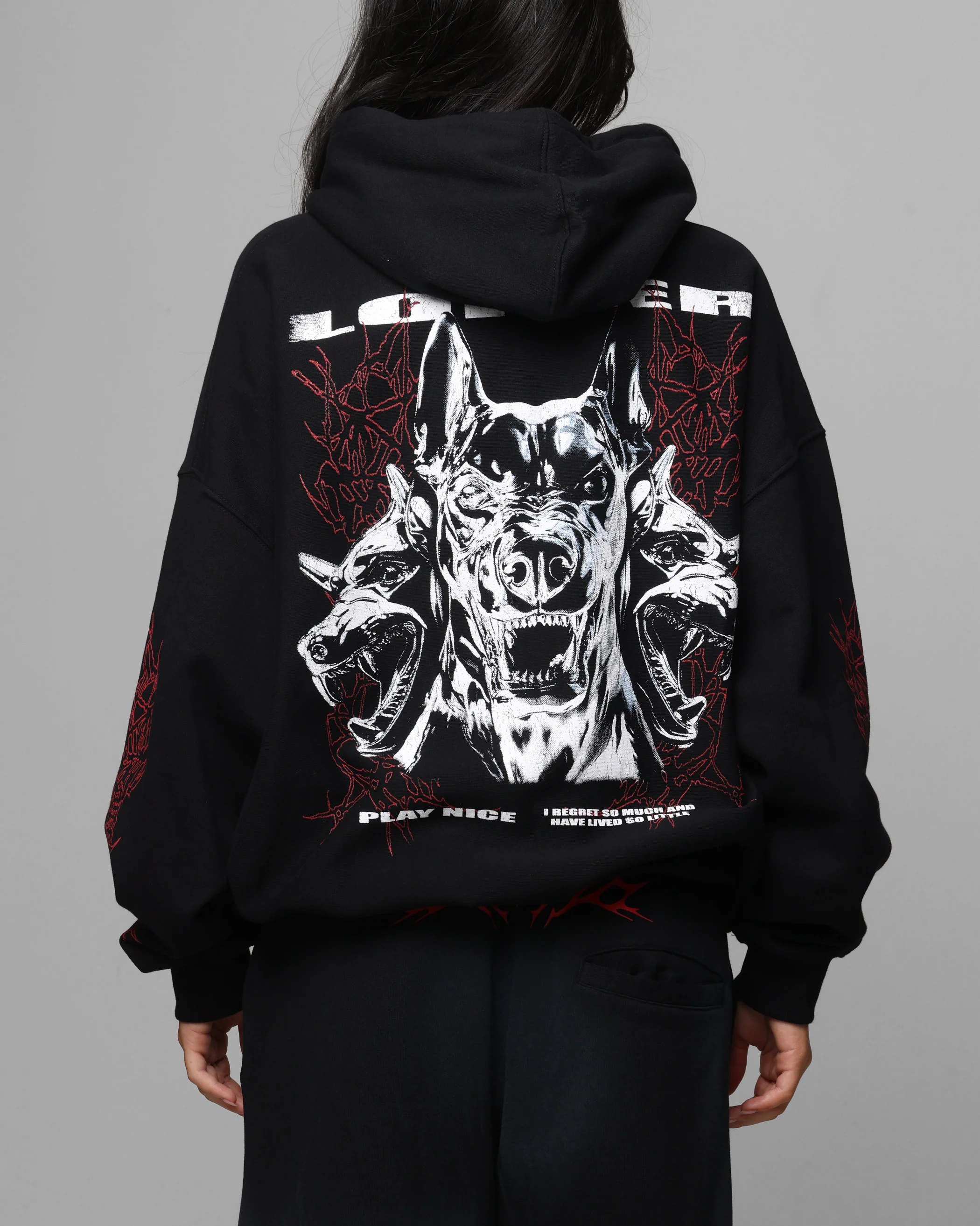Loiter Chrome Dogs Vintage Hoodie Black