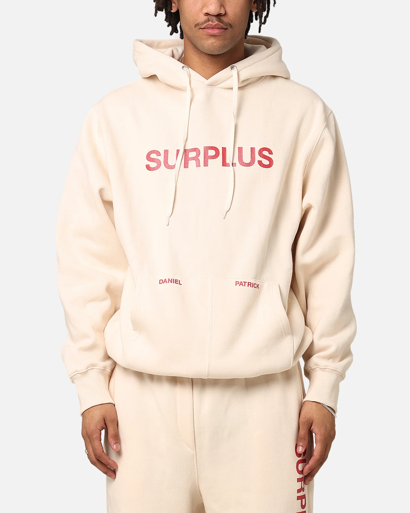 Daniel Patrick Surplus Logo Hoodie Cream/Maroon