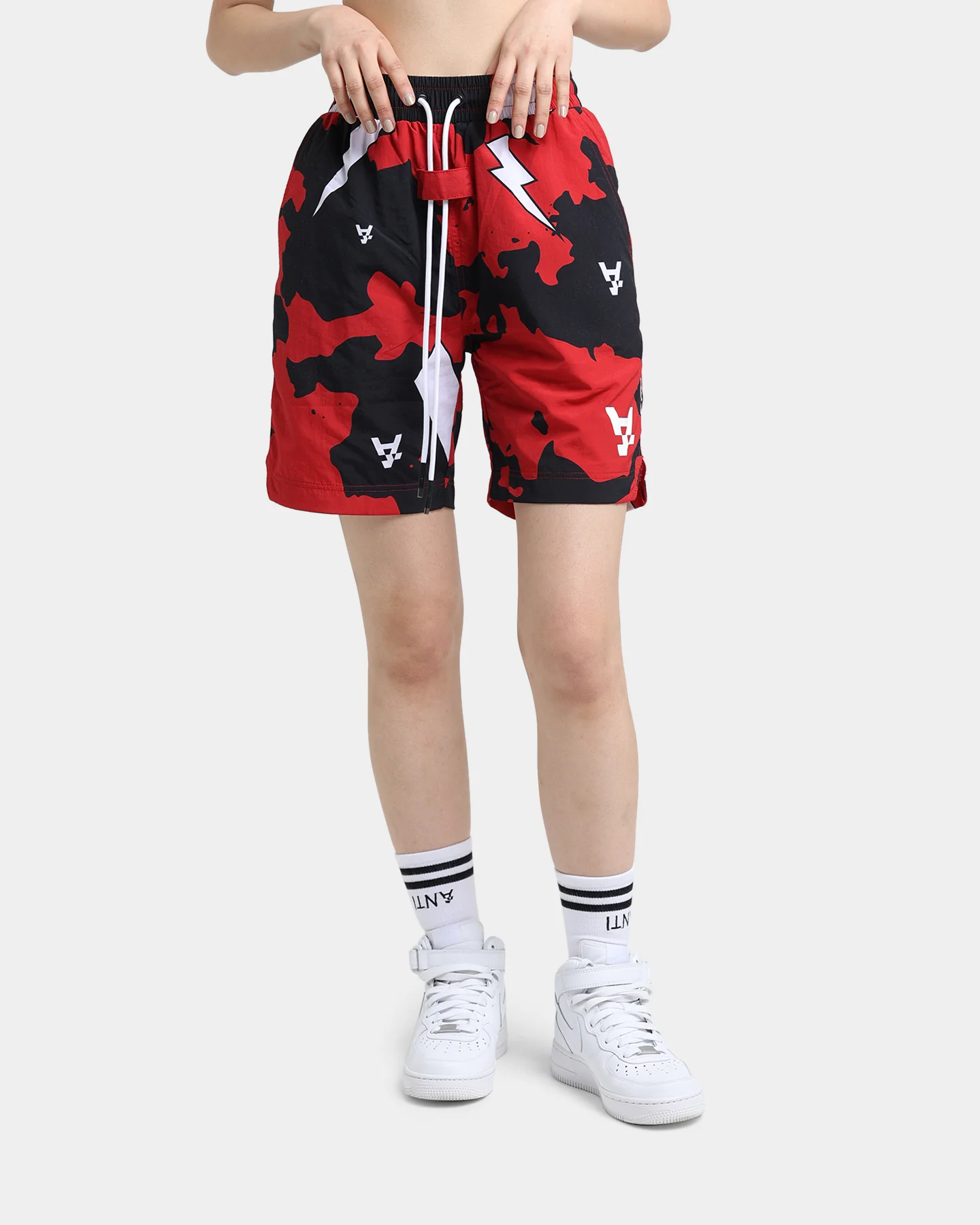 The Anti Order Storm Camo Beach Shorts Black/White/Red