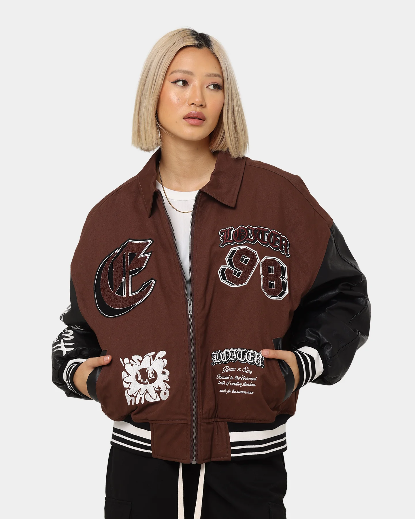 Loiter Ethereal Varsity Jacket Brown