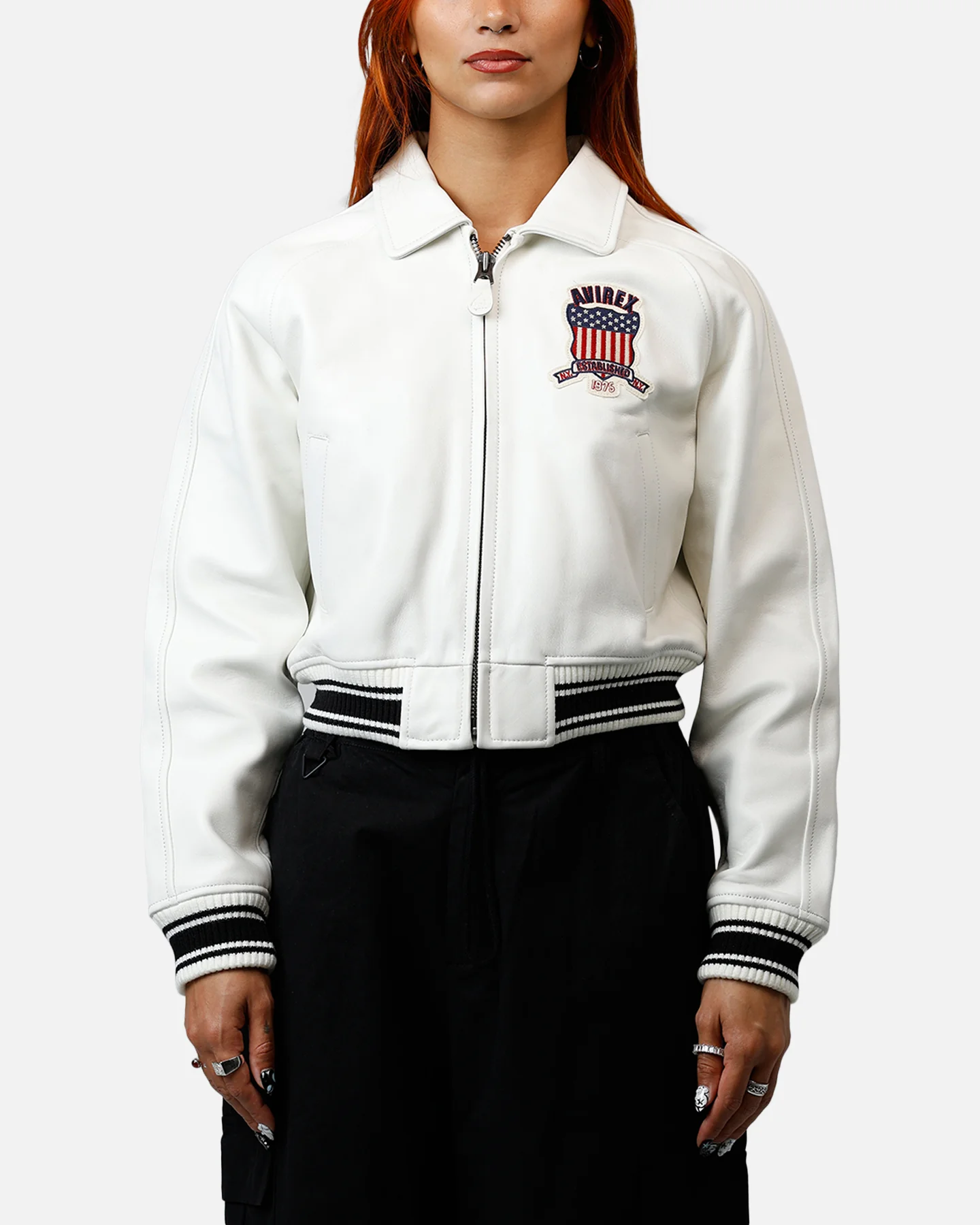 Avirex Women's Cropped Icon Jacket Snow White