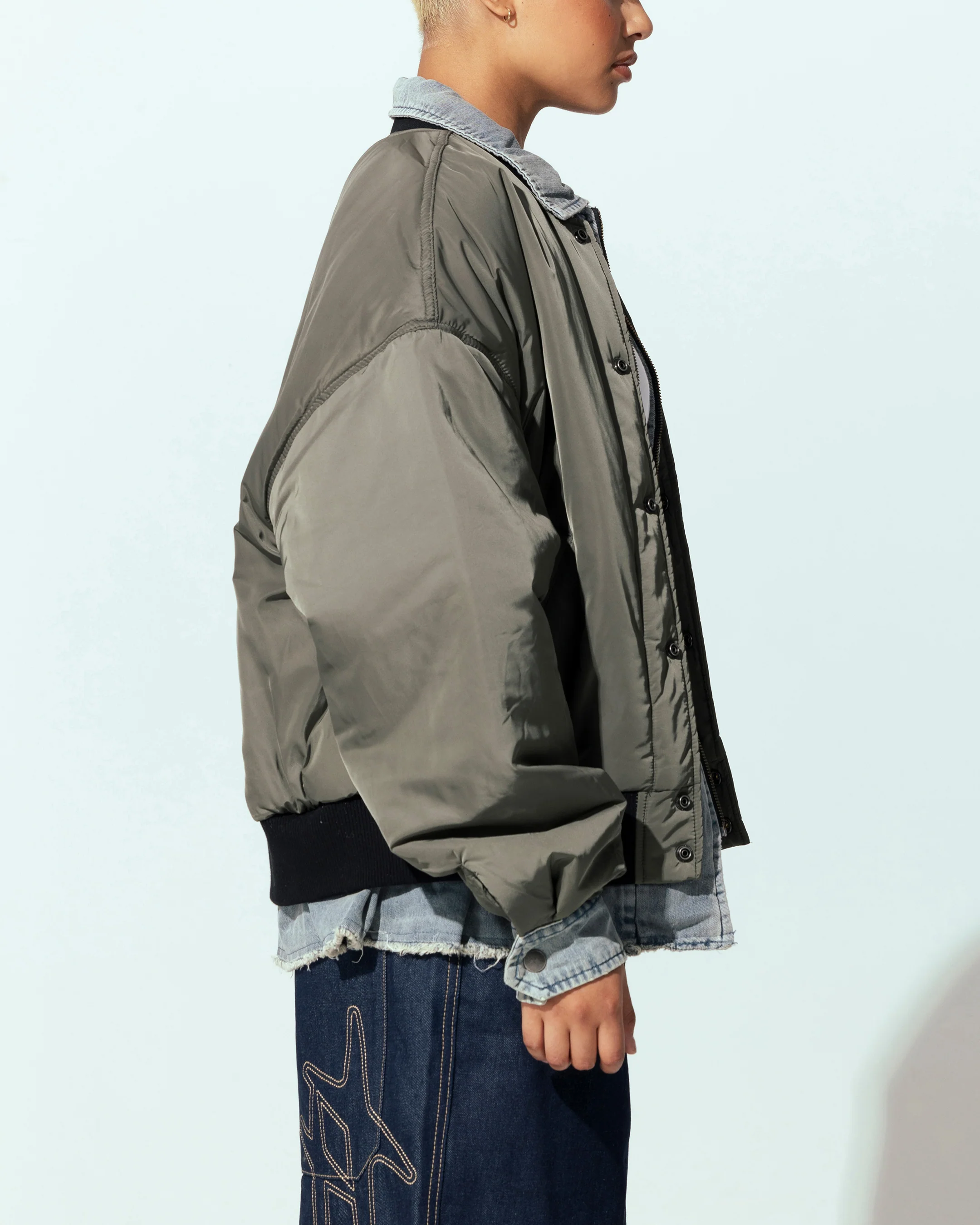 Loiter Shadow Layered Bomber Jacket Khaki