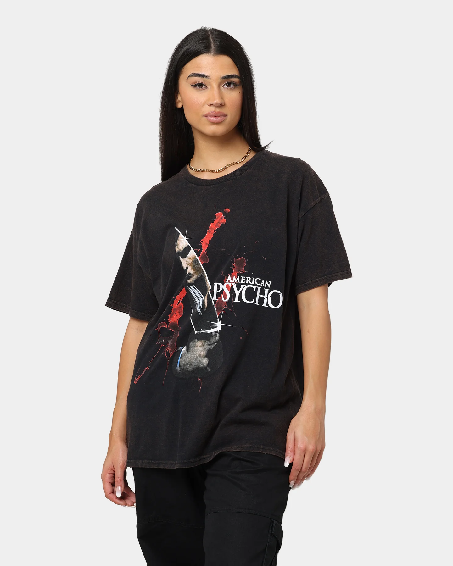 Goat Crew X American Psycho Knife Vintage T-Shirt Black Wash