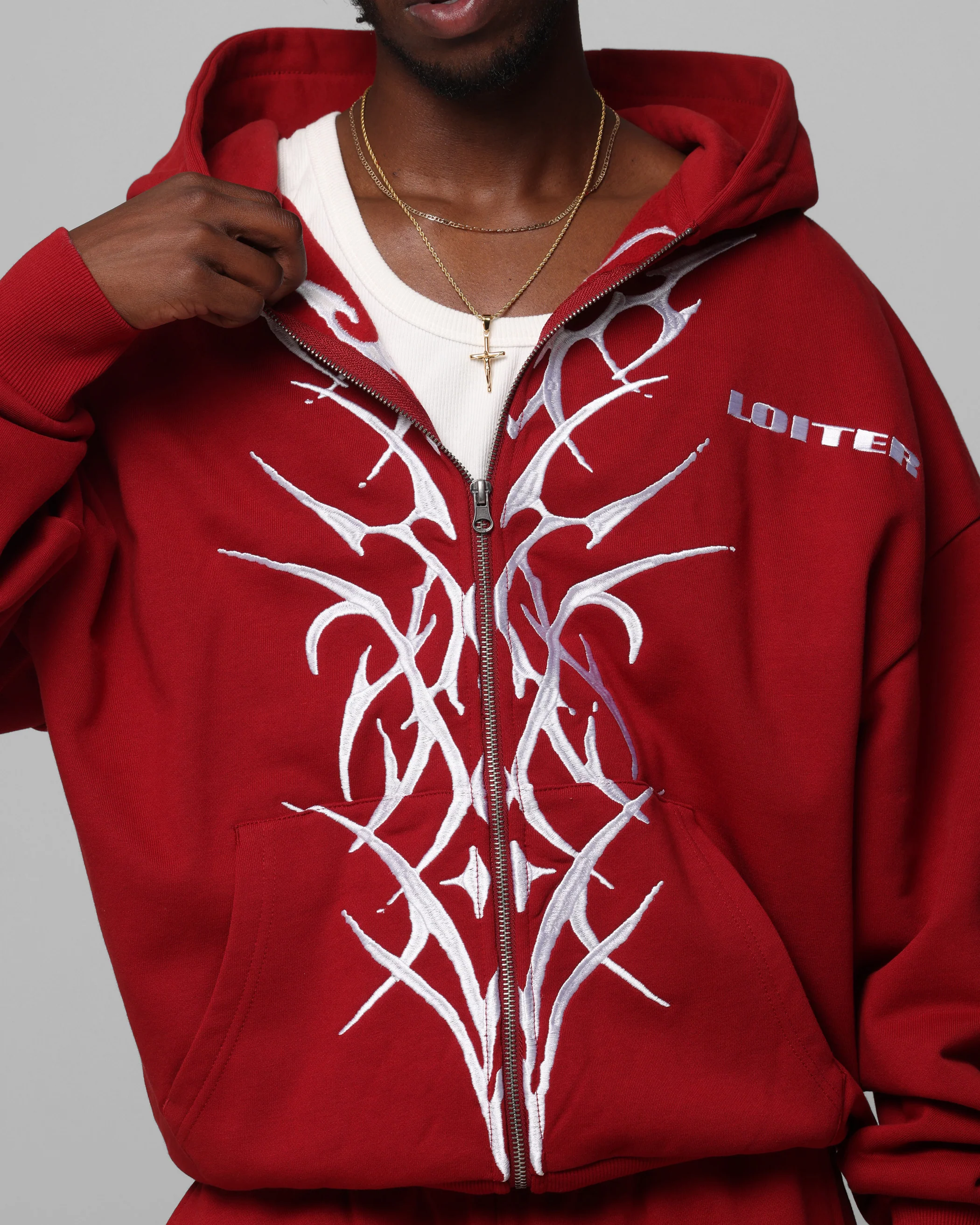 Loiter Blood Born Zip Hoodie Burgandy