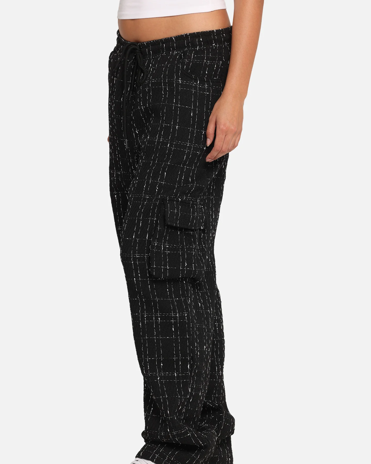 XXIII Boucle Tweed Cargo Pants Black