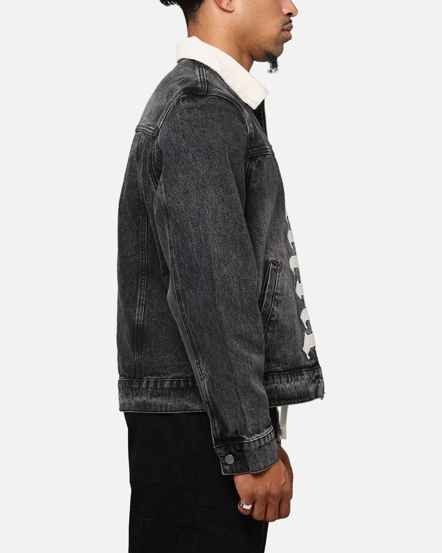 Saint Morta Gothic Distressed Denim Jacket Black Shadow