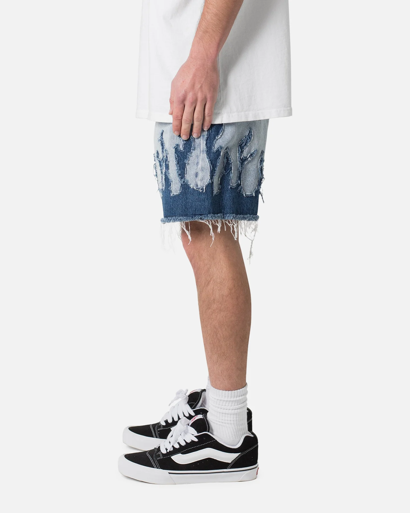 MNML Flame Denim Shorts Blue