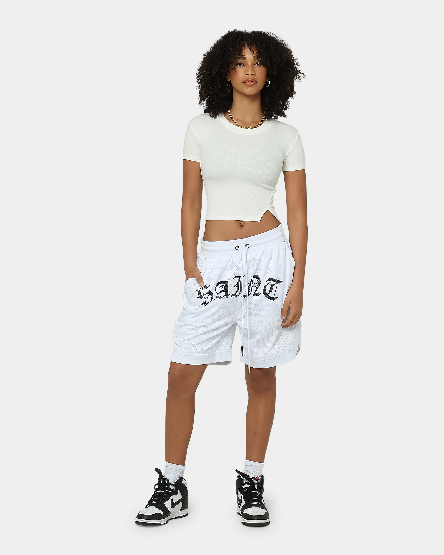 Saint Morta Day of the Dead Basketball Shorts White/Black
