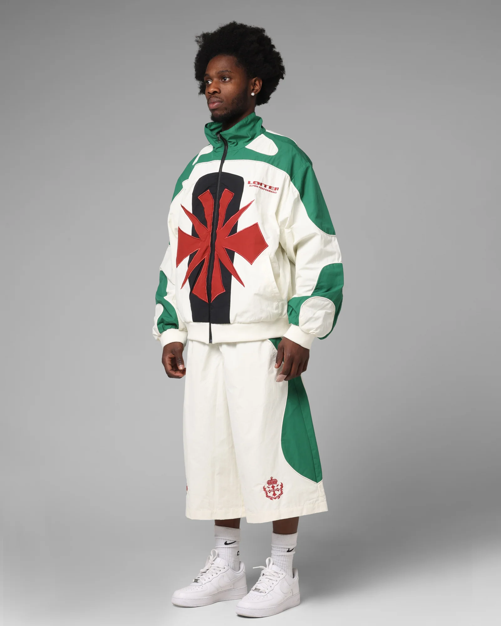 Loiter Club Classic Track Shorts White/Green