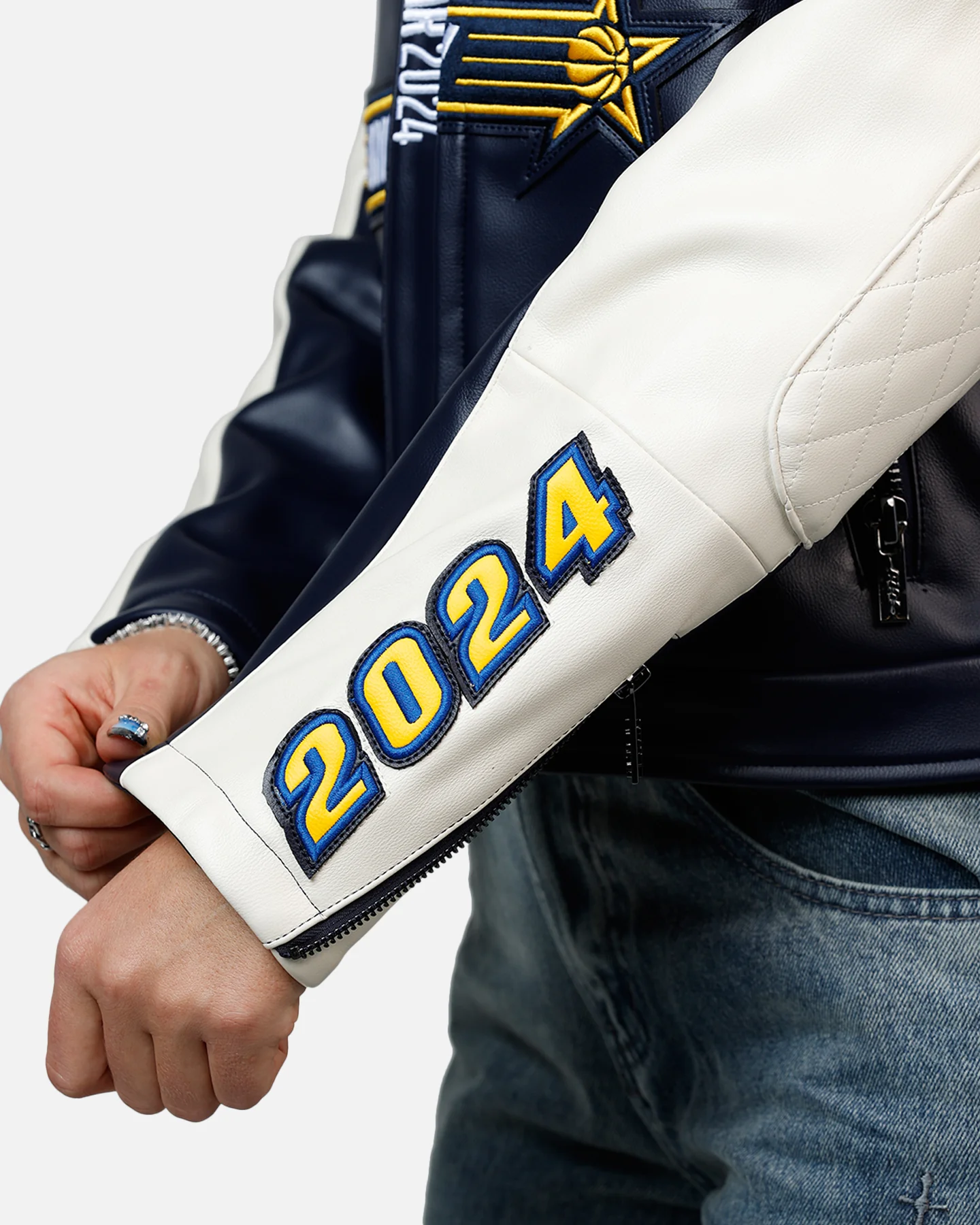 Pro Standard Women's NBA All-Stars Leather Jacket Eggshell/Midnight