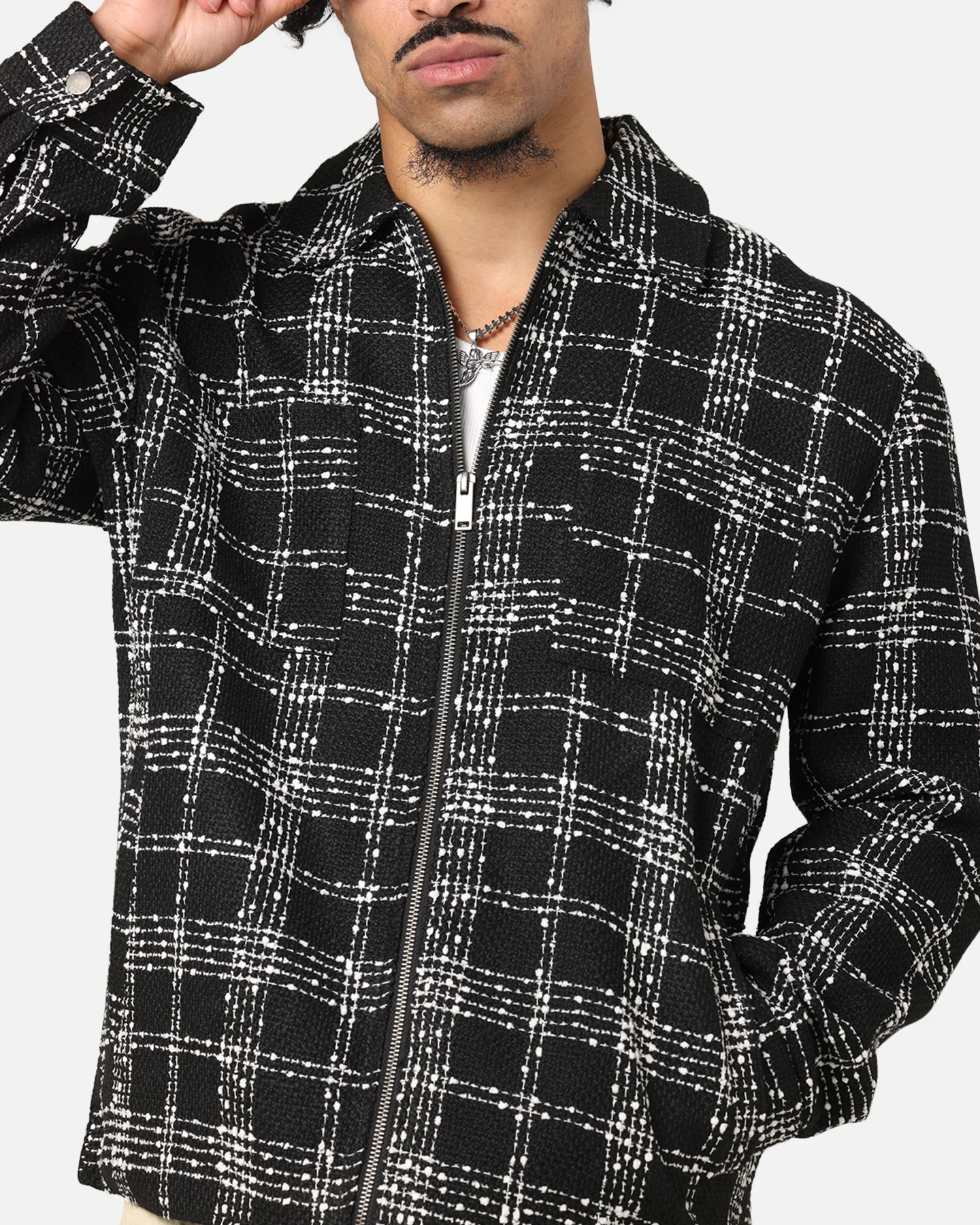 XXIII Boucle Tweed Zip Jacket Black/White