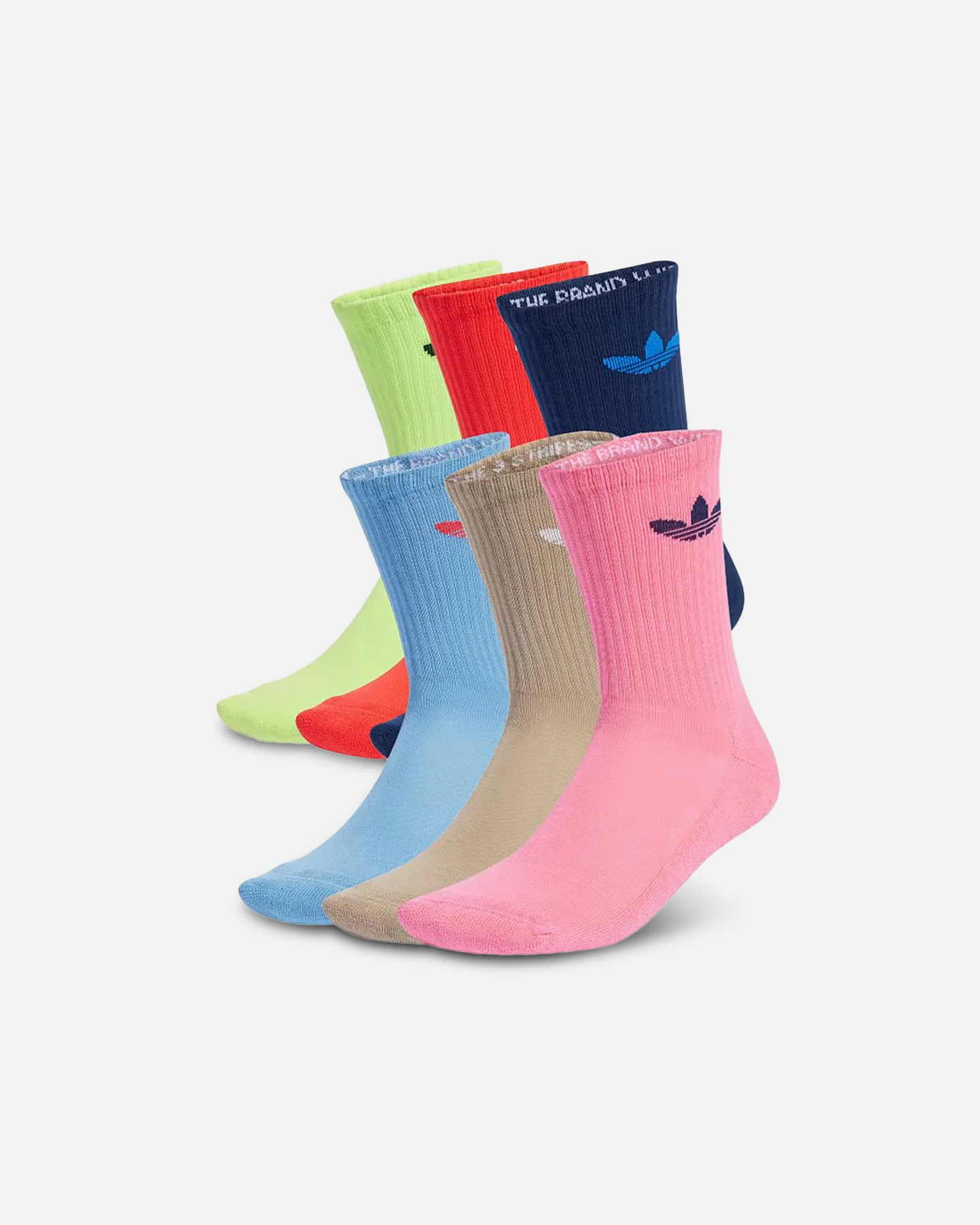Adidas Trefoil Cushioned Crew Socks 6 Pack Multi