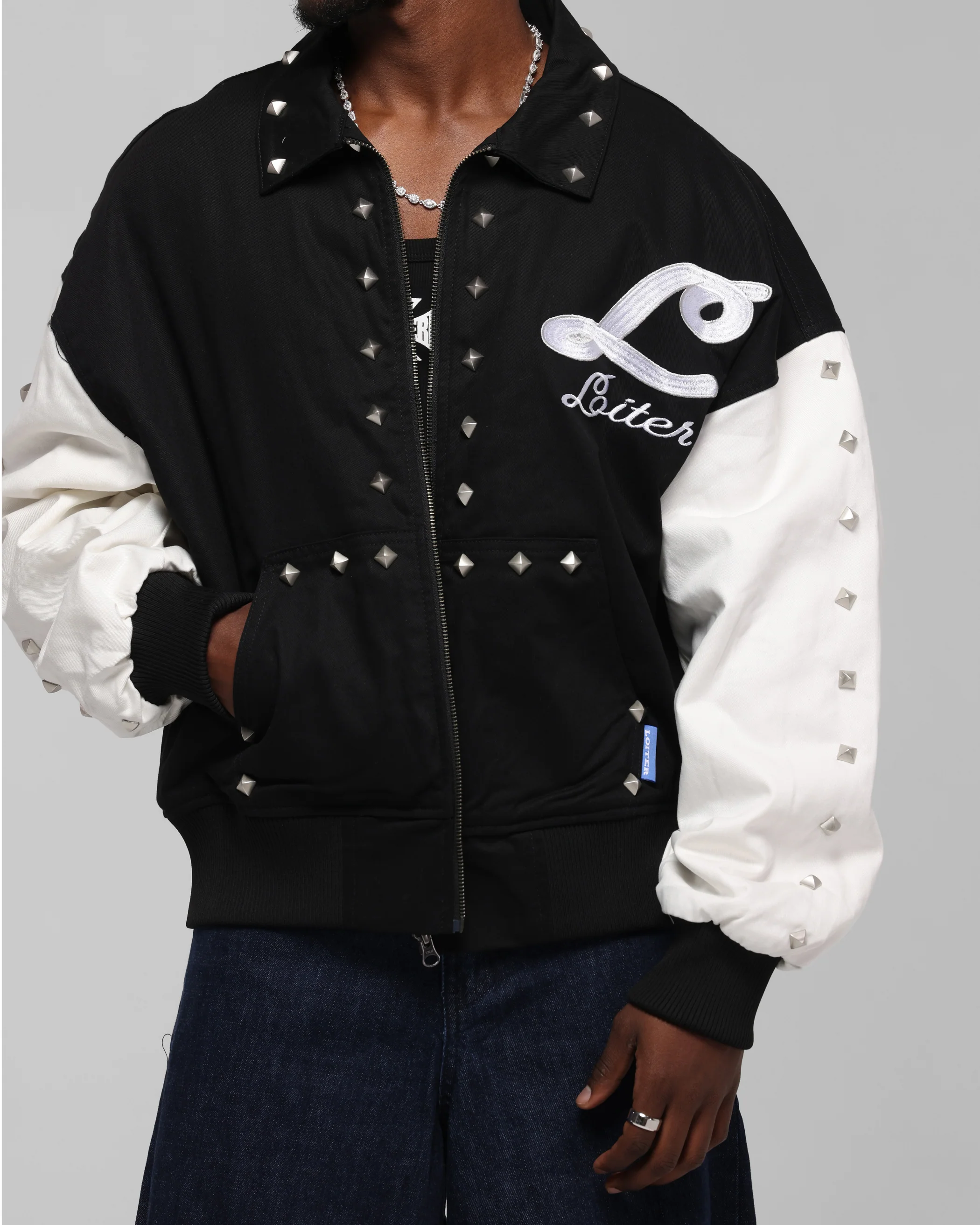 Loiter Frontier Varsity Jacket Black/Off White