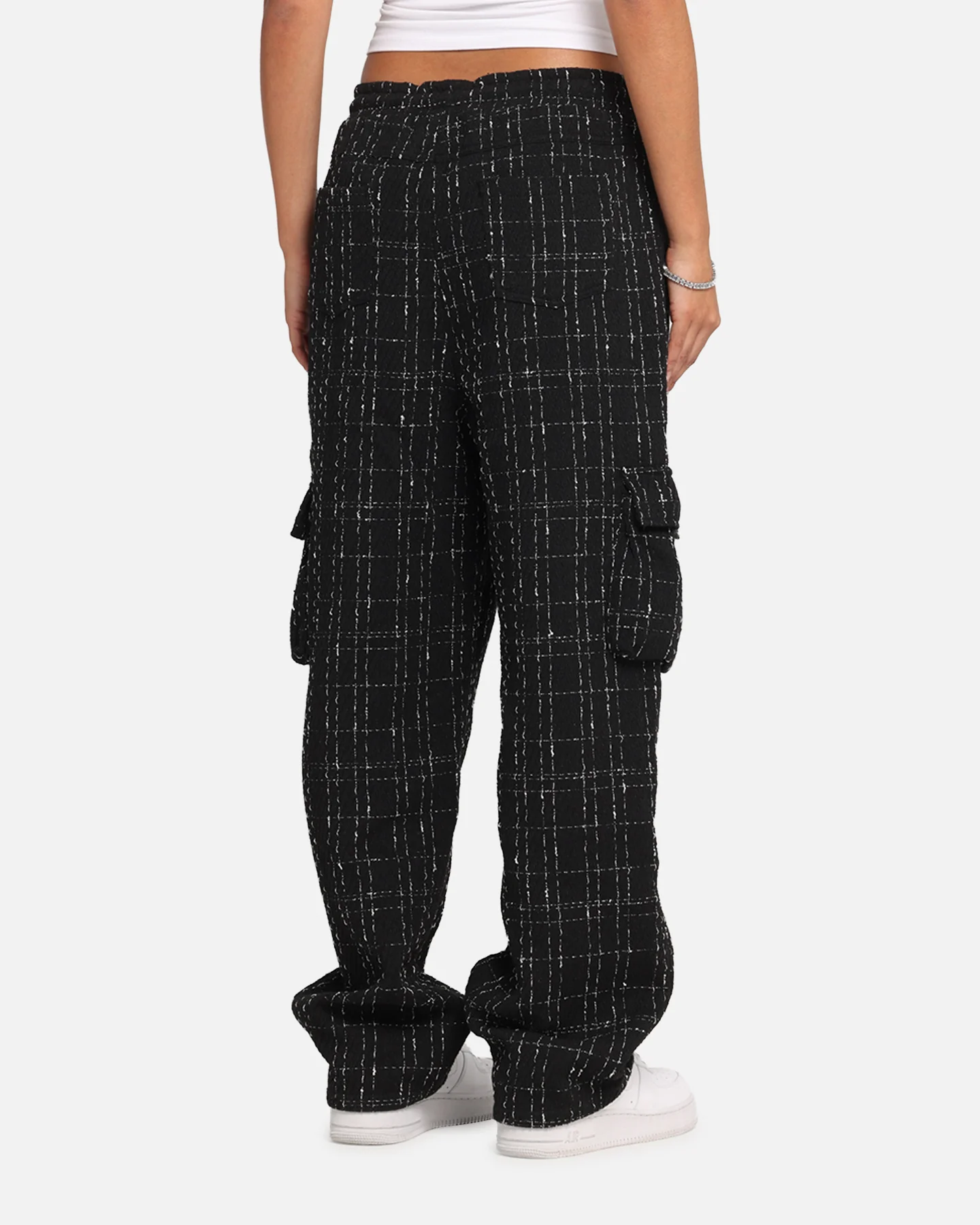 XXIII Boucle Tweed Cargo Pants Black