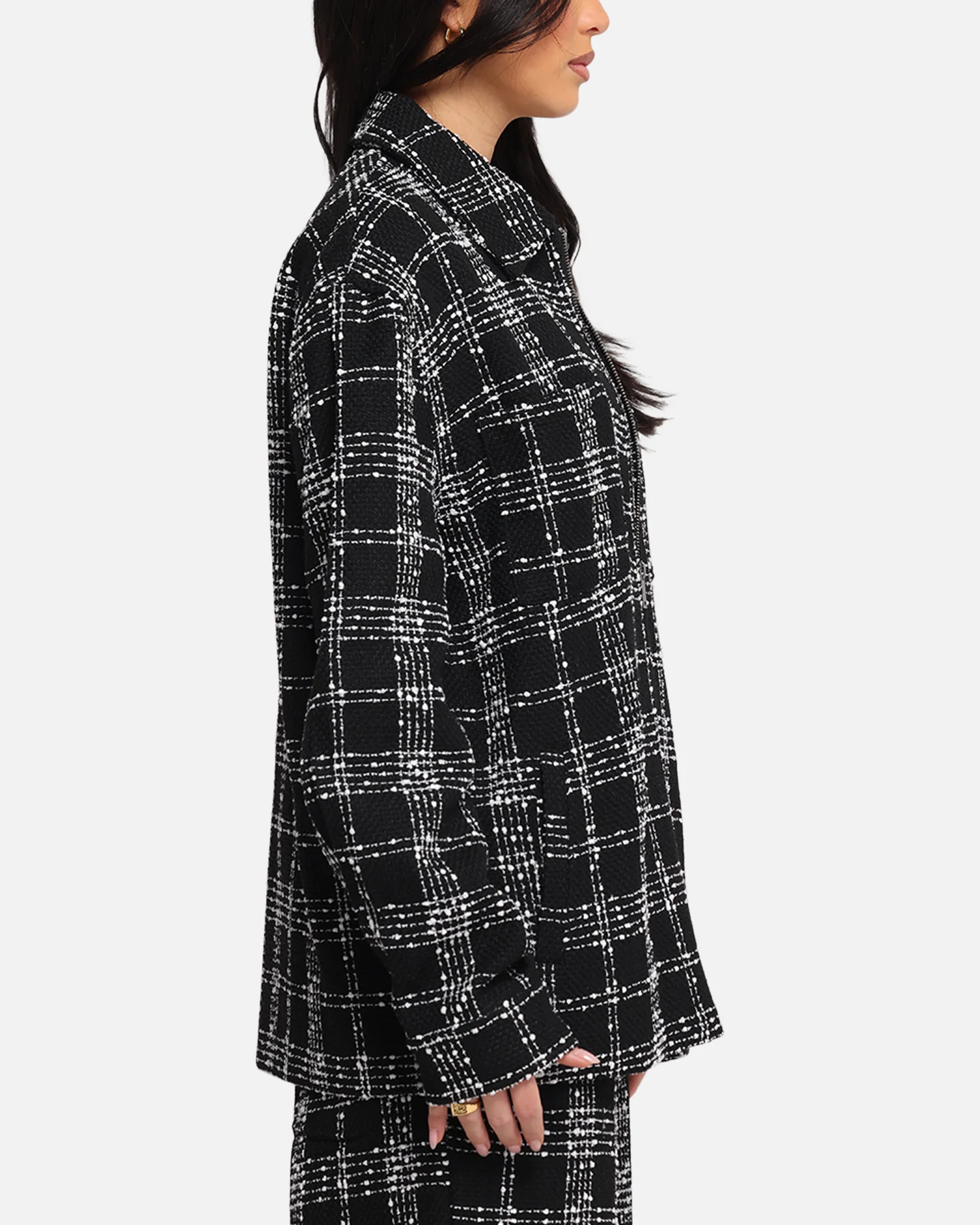 XXIII Boucle Tweed Zip Jacket Black/White