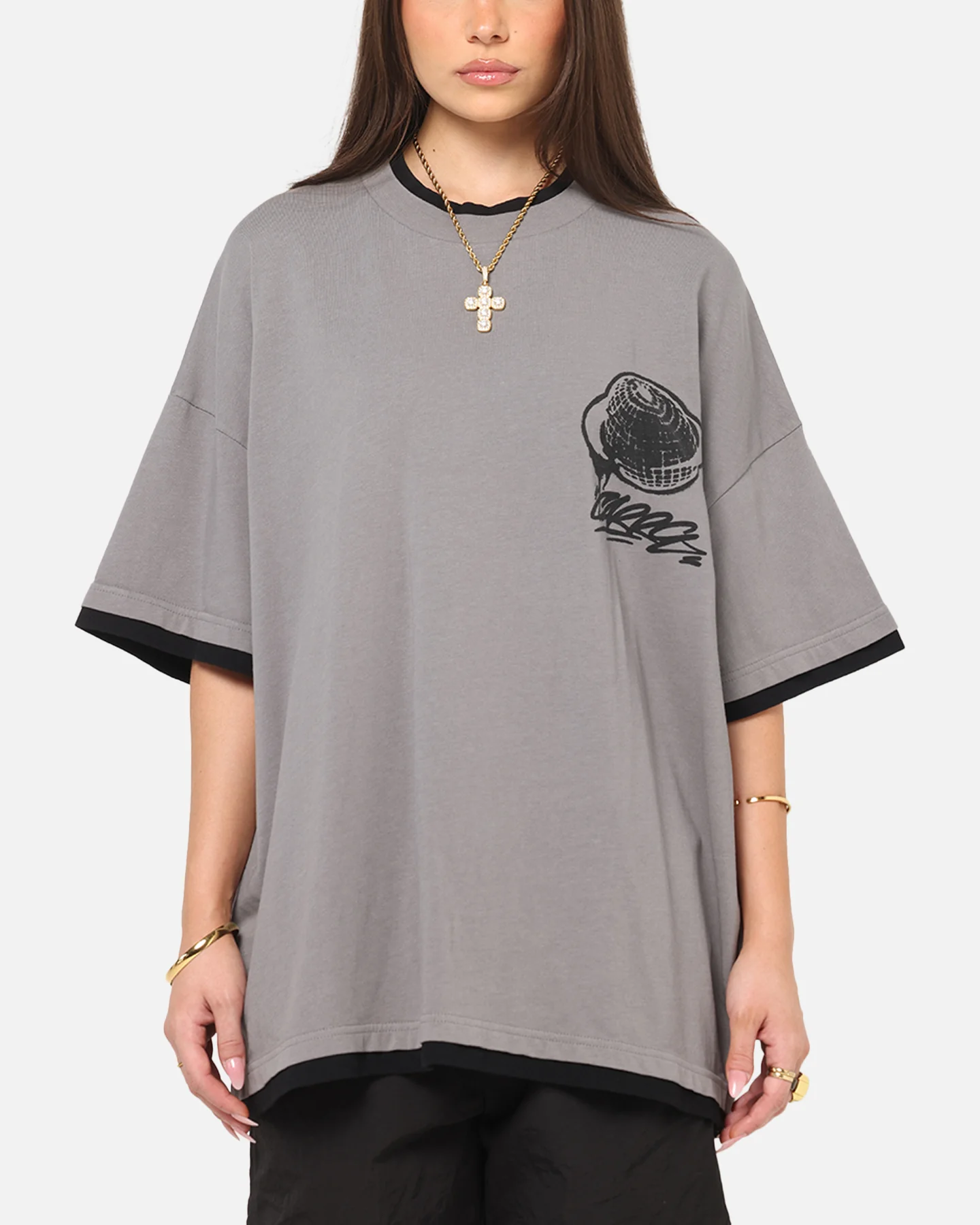 Carre Worldwide Layered T-Shirt Grey/Black
