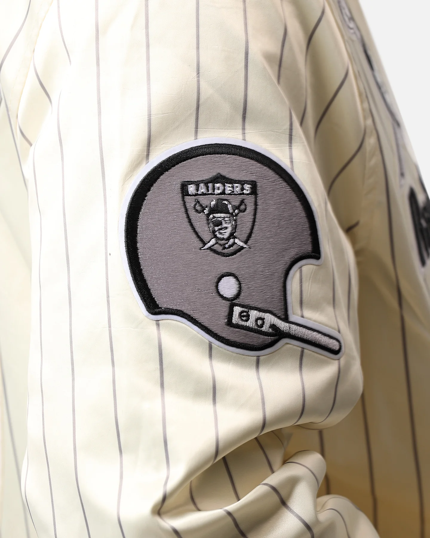 Pro Standard Las Vegas Raiders Pinstripe Satin Jacket Eggshell/Yellow