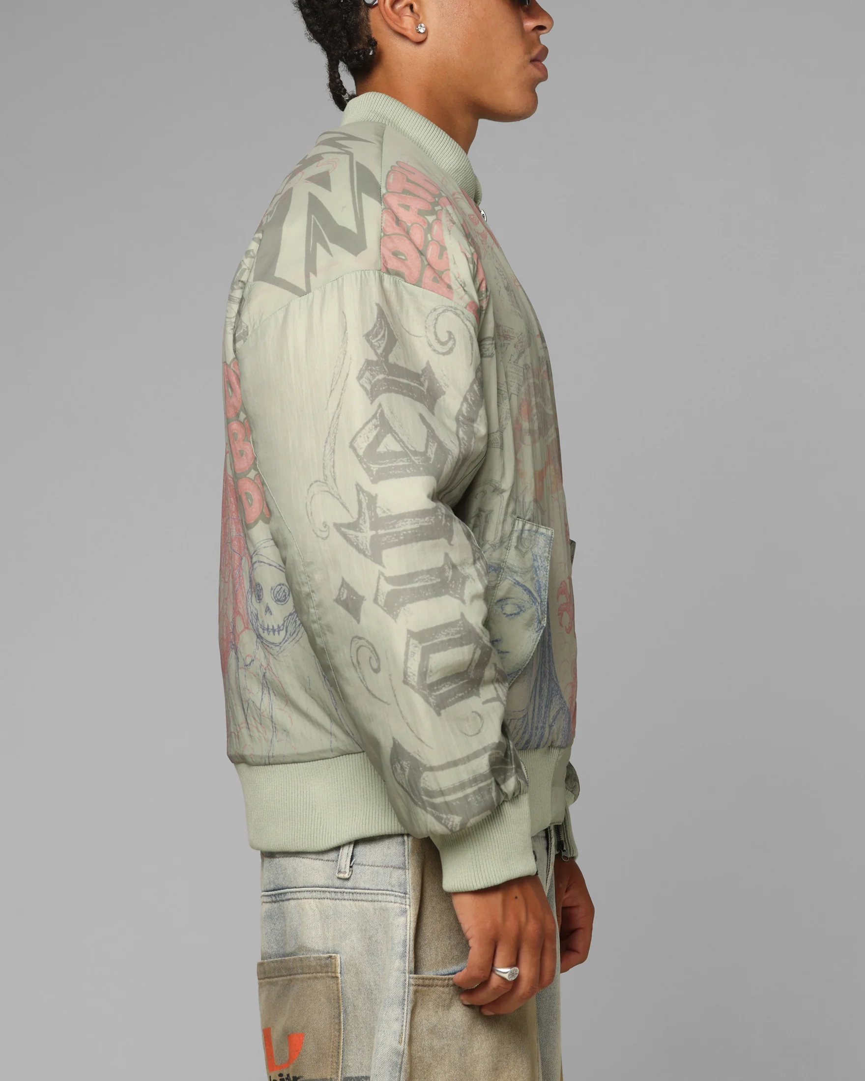 Loiter Spray Bomber Jacket Khaki
