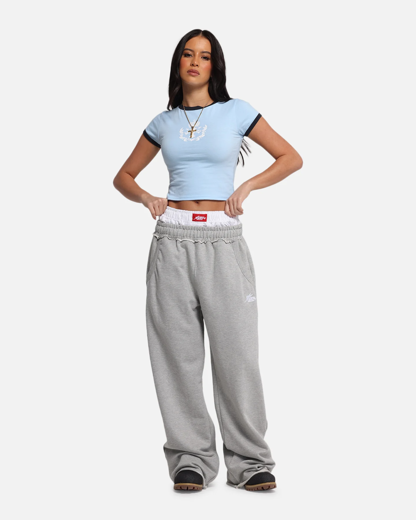 Loiter Layered Track Pants Grey