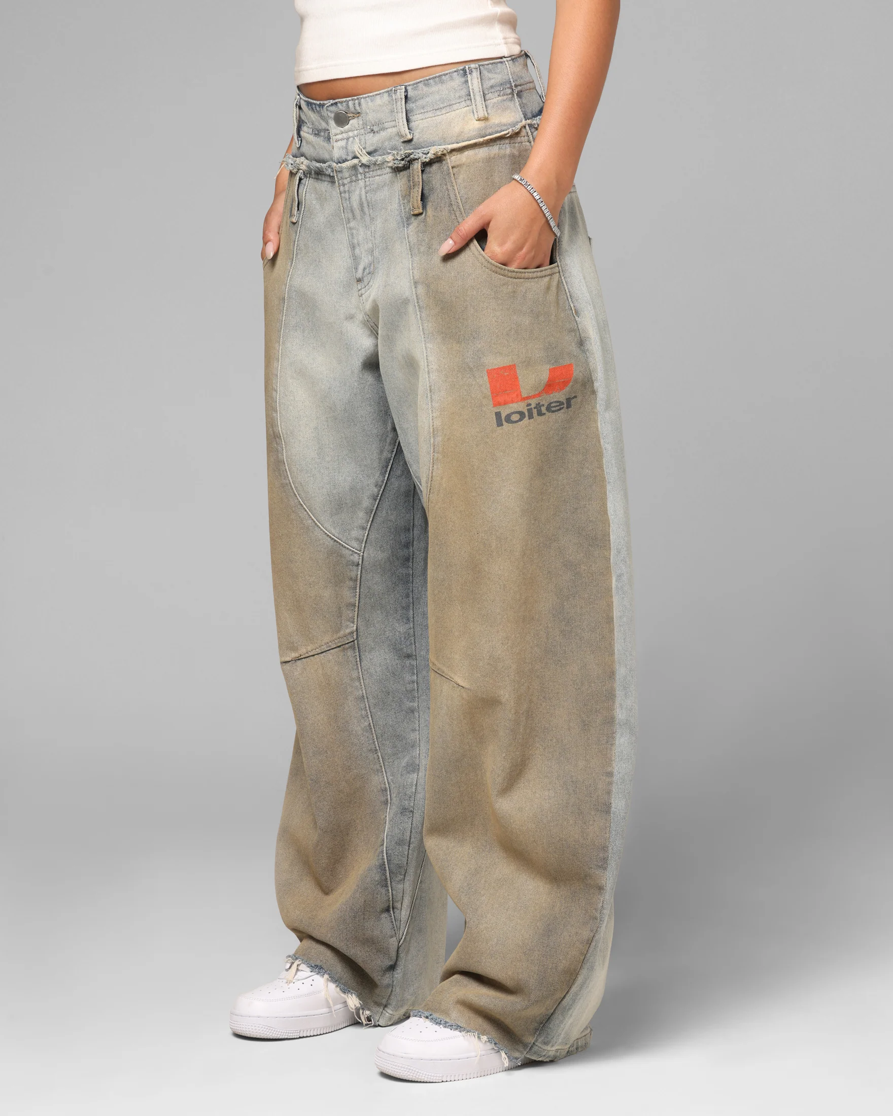 Loiter Layered Western Jeans Blue Wash