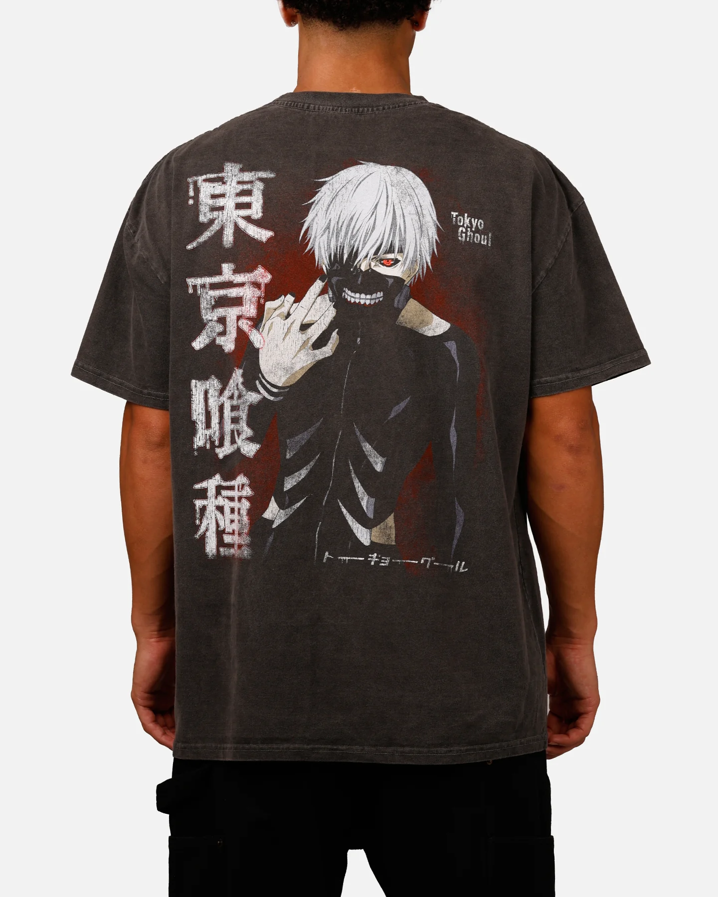 Goat Crew X Tokyo Ghoul Kaneki Vintage T-Shirt Black Acidwash