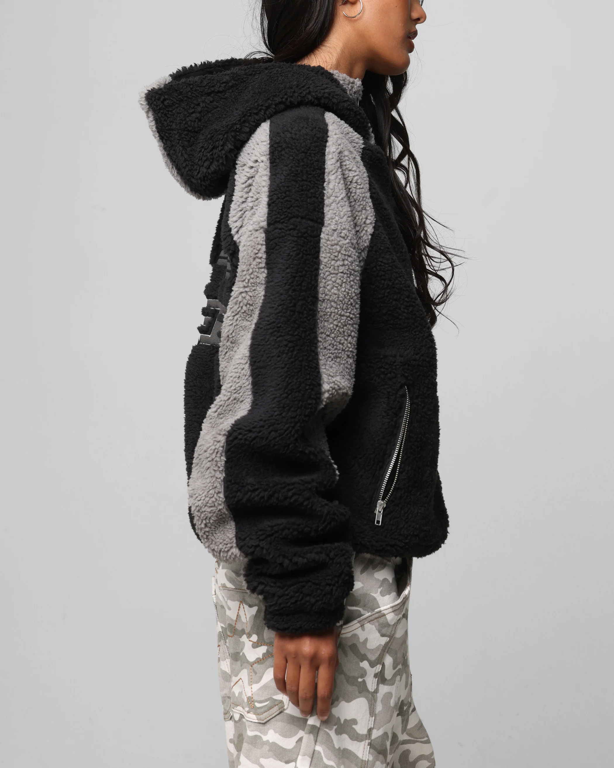 Loiter Speedway Fleece Jacket Black/Grey