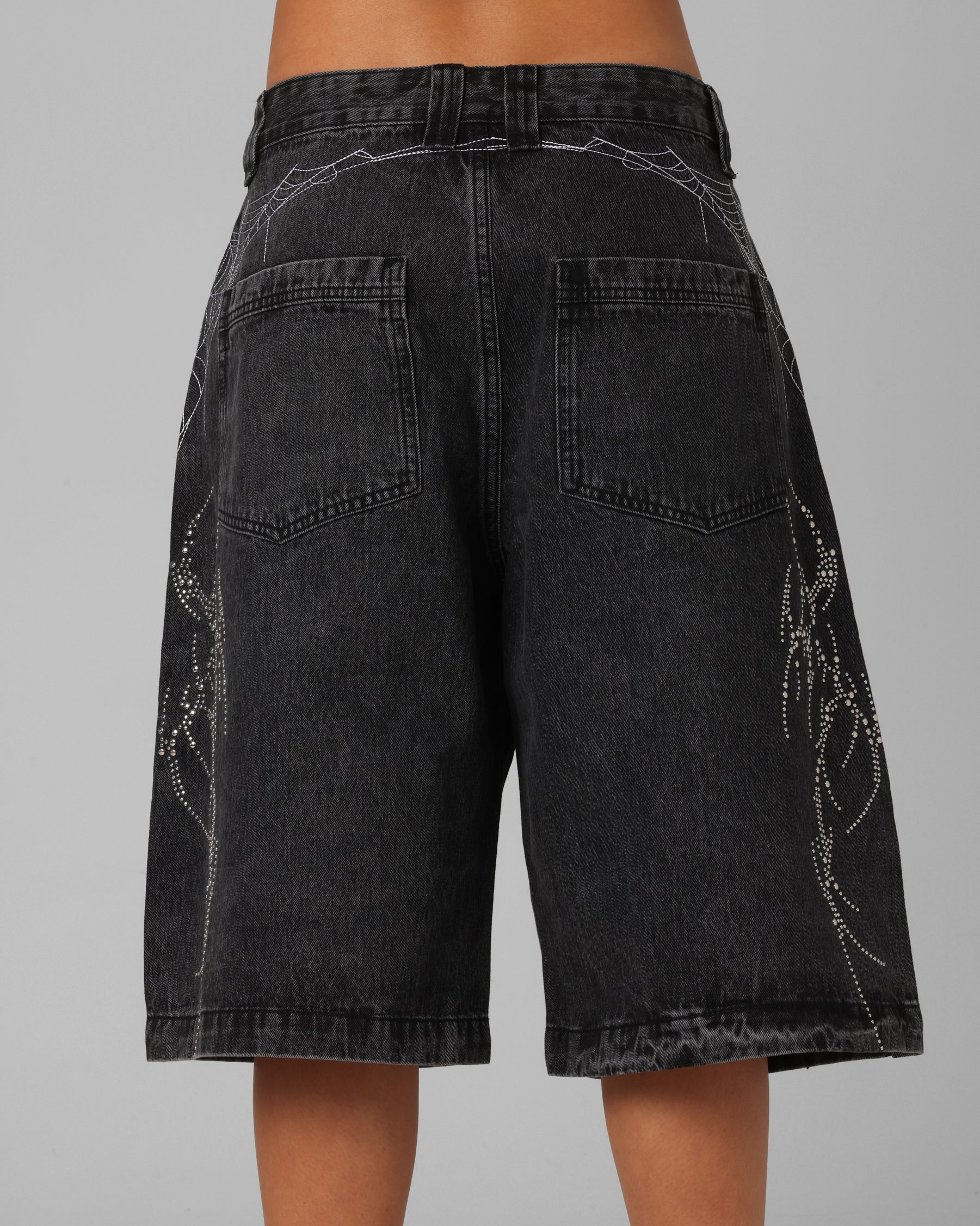 Loiter Goth Clique Jorts Black